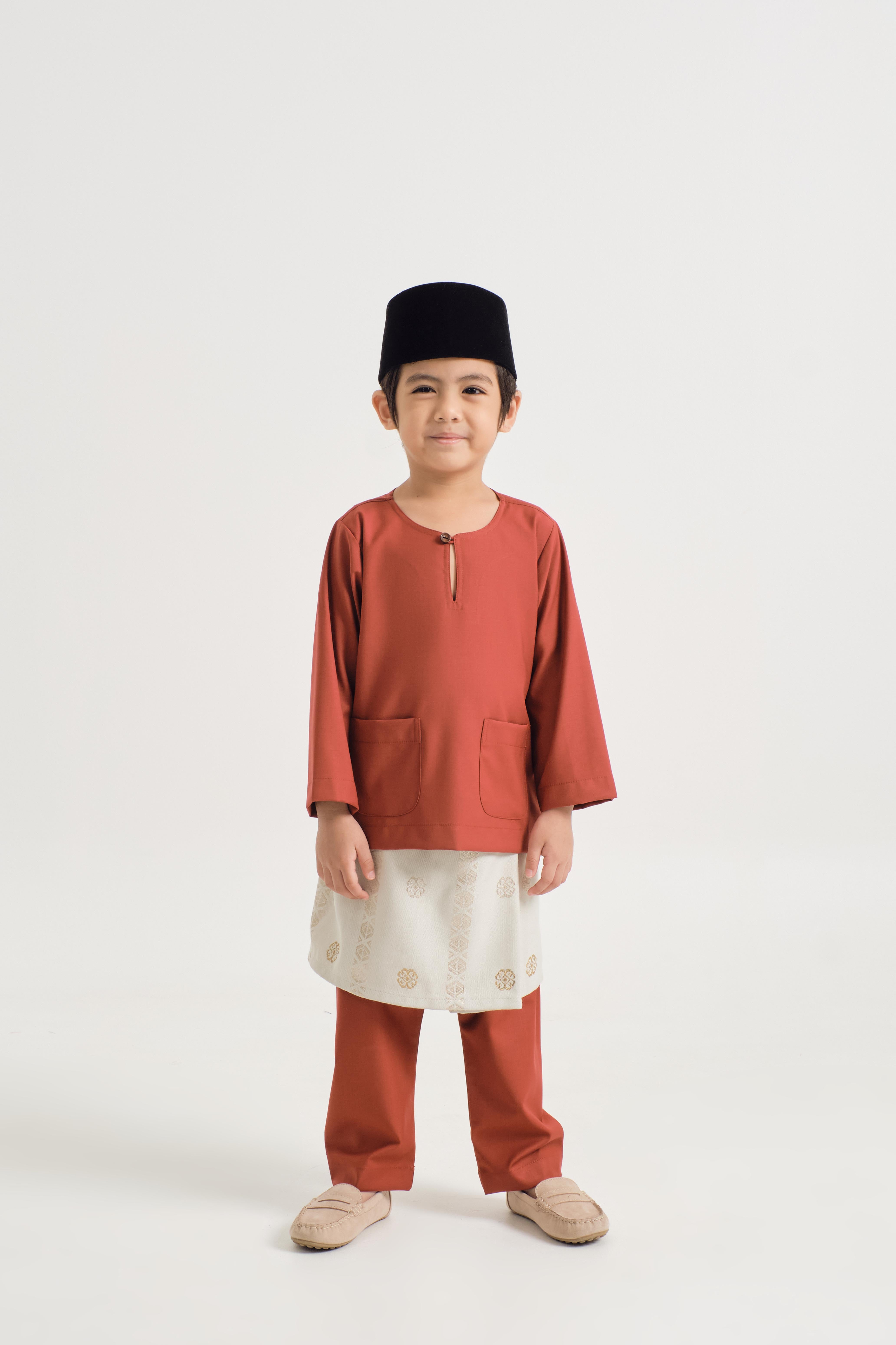 Patawali Boys Baju Melayu Teluk Belanga - Brick Red