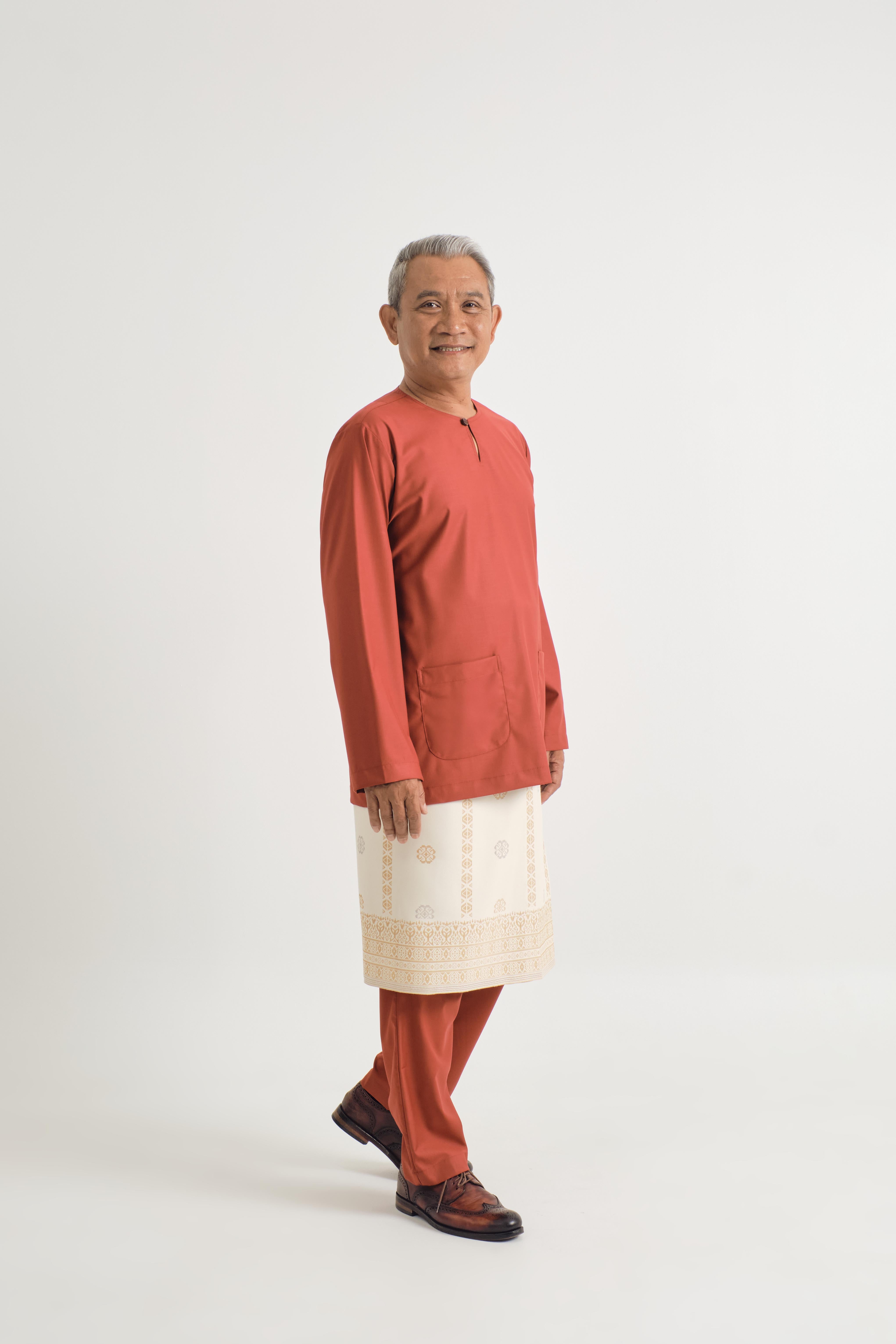 Patawali Modern Fit Baju Melayu Teluk Belanga - Brick Red