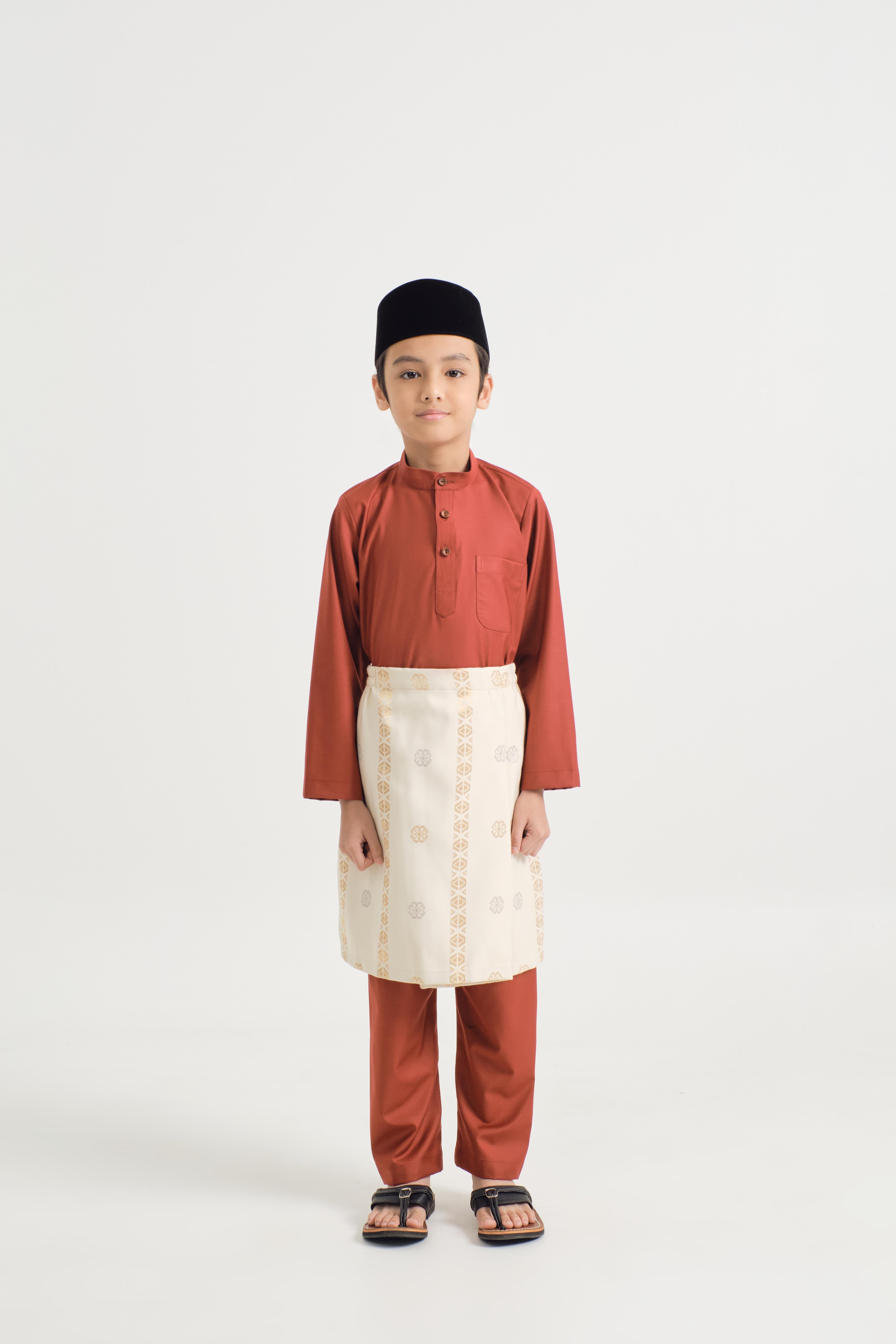 Patawali Boys Baju Melayu Cekak Musang - Brick Red