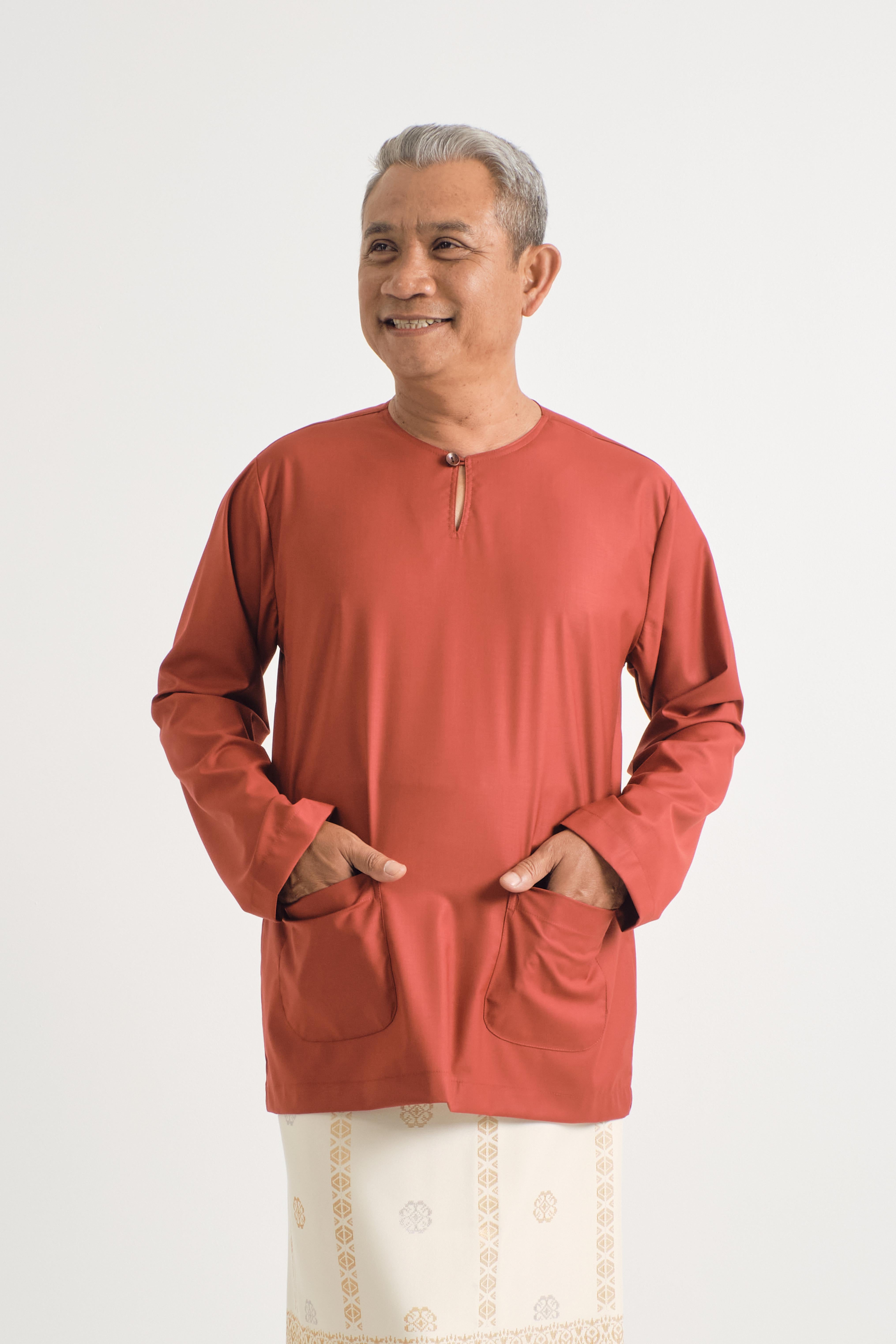 Patawali Modern Fit Baju Melayu Teluk Belanga - Brick Red