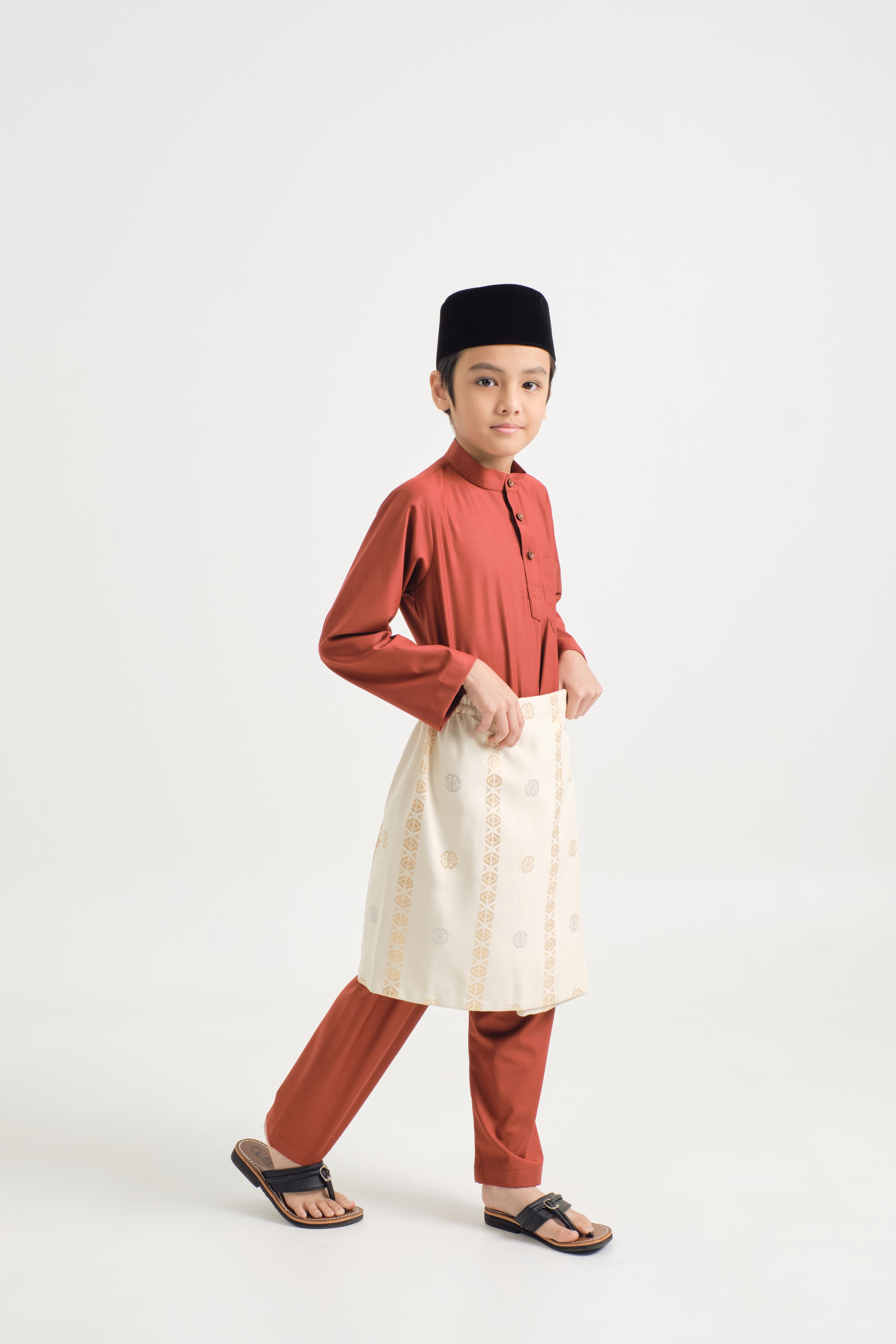 Patawali Boys Baju Melayu Cekak Musang - Brick Red