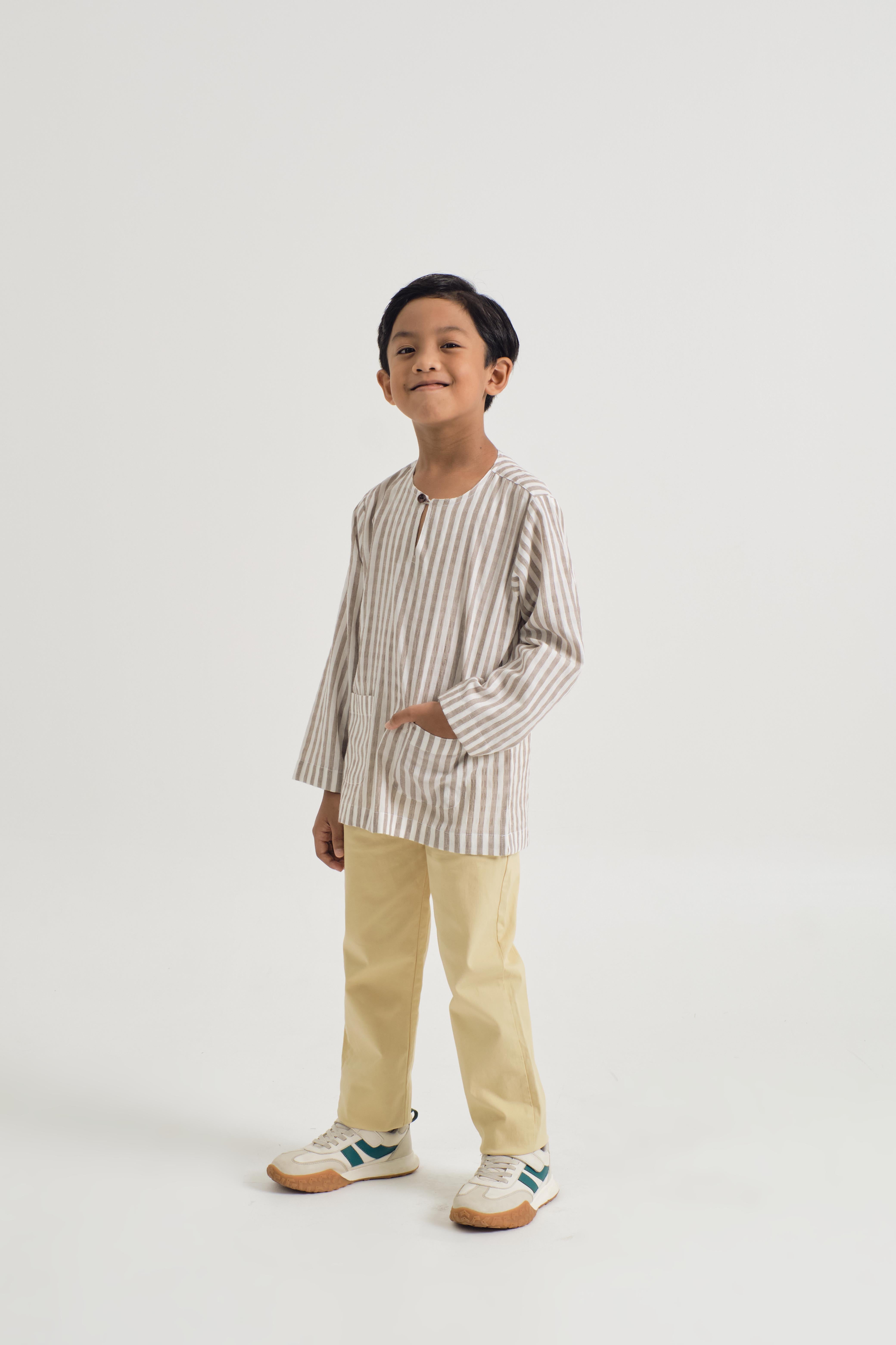 Pangku Boys Top - Stripe Brown