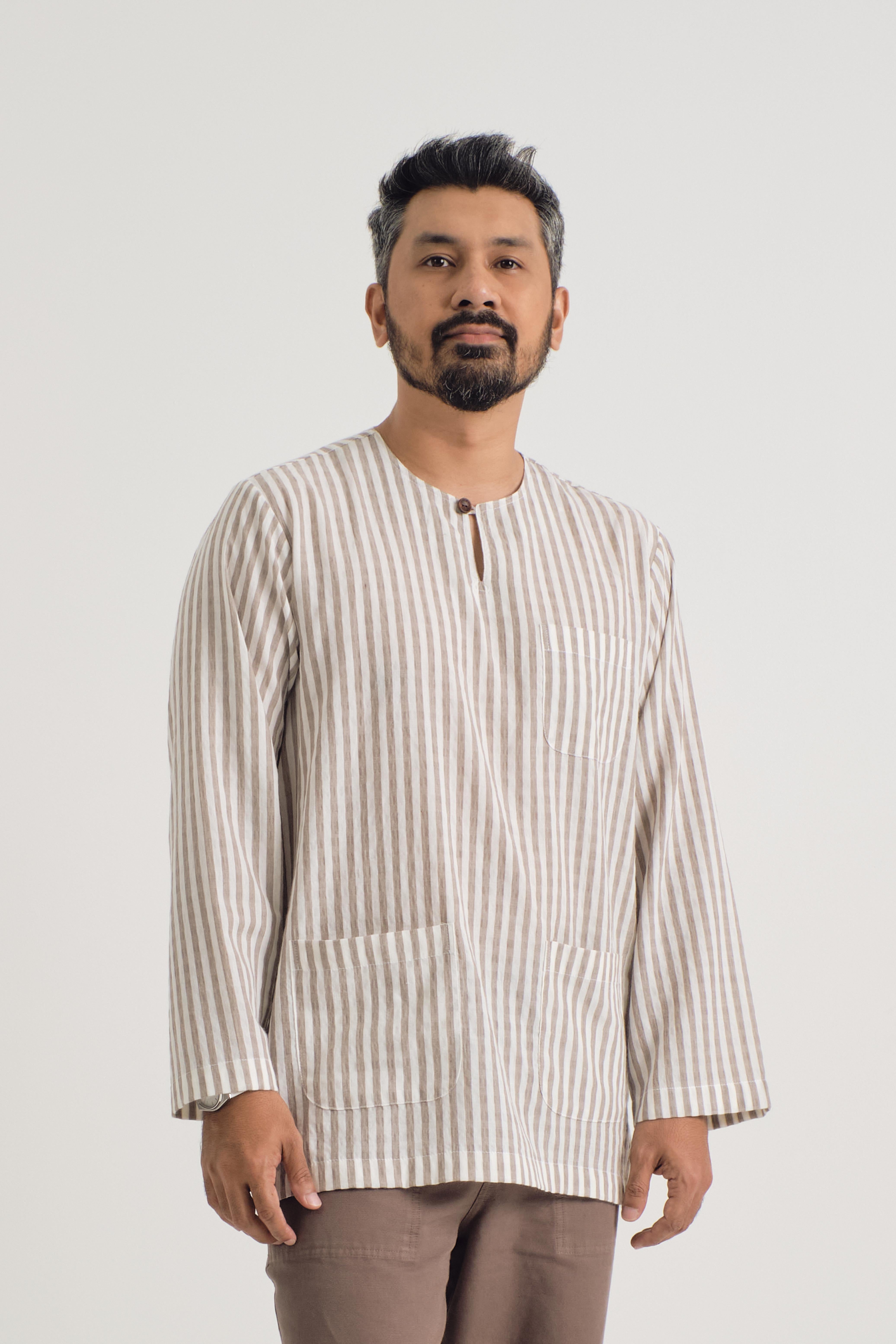 Pangku Men Top Classic Fit - Stripe Brown