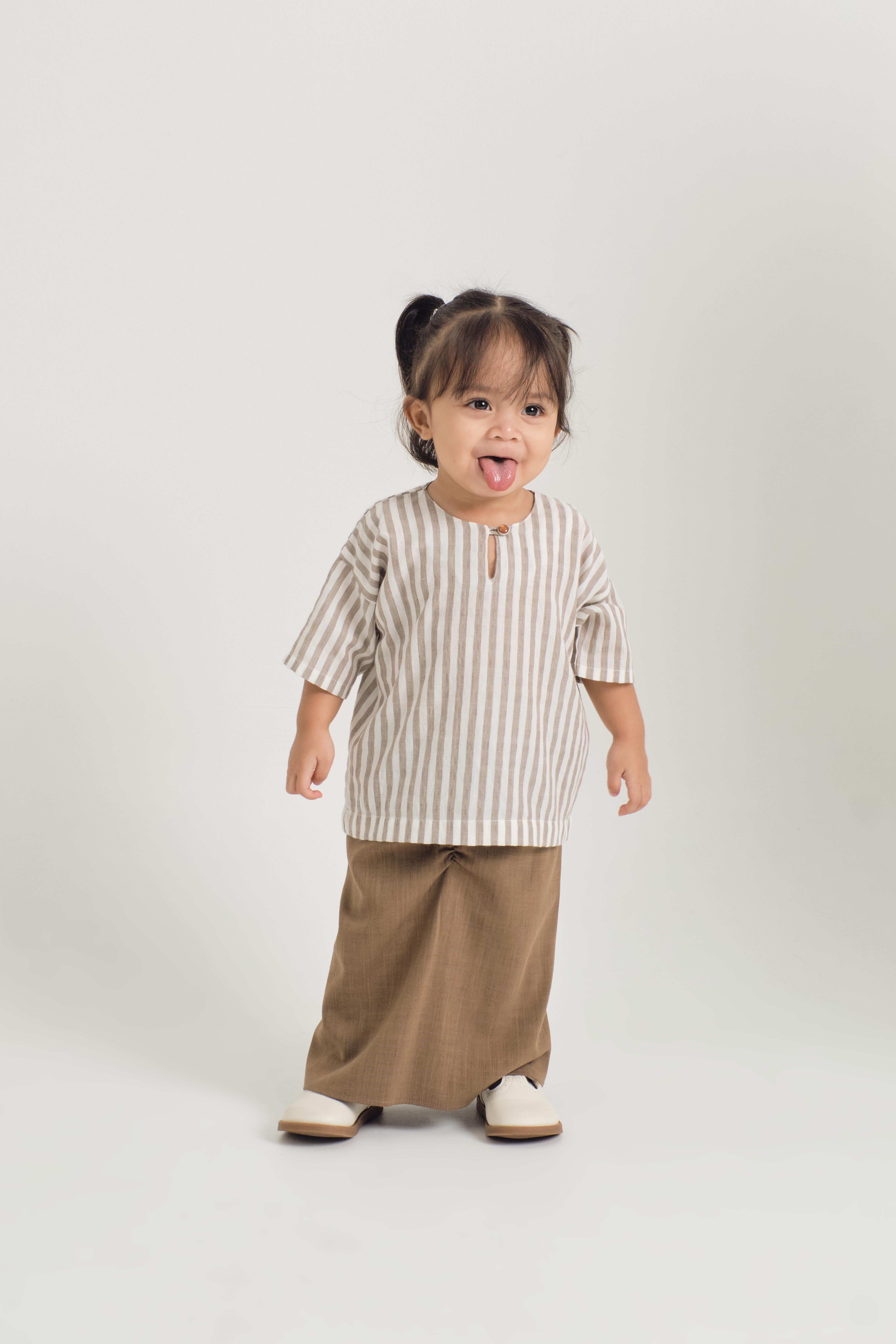 Pangku Baby Girls Kurung Kedah - Stripe Brown