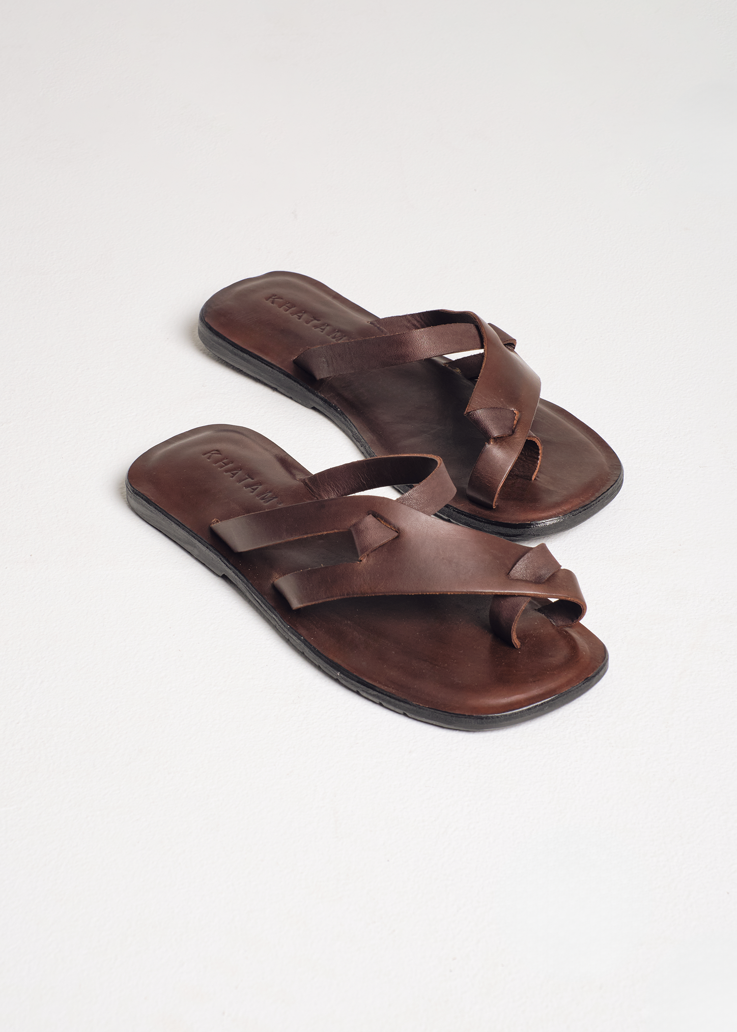 Sandal Cross Strap Leather Sandal - Brown