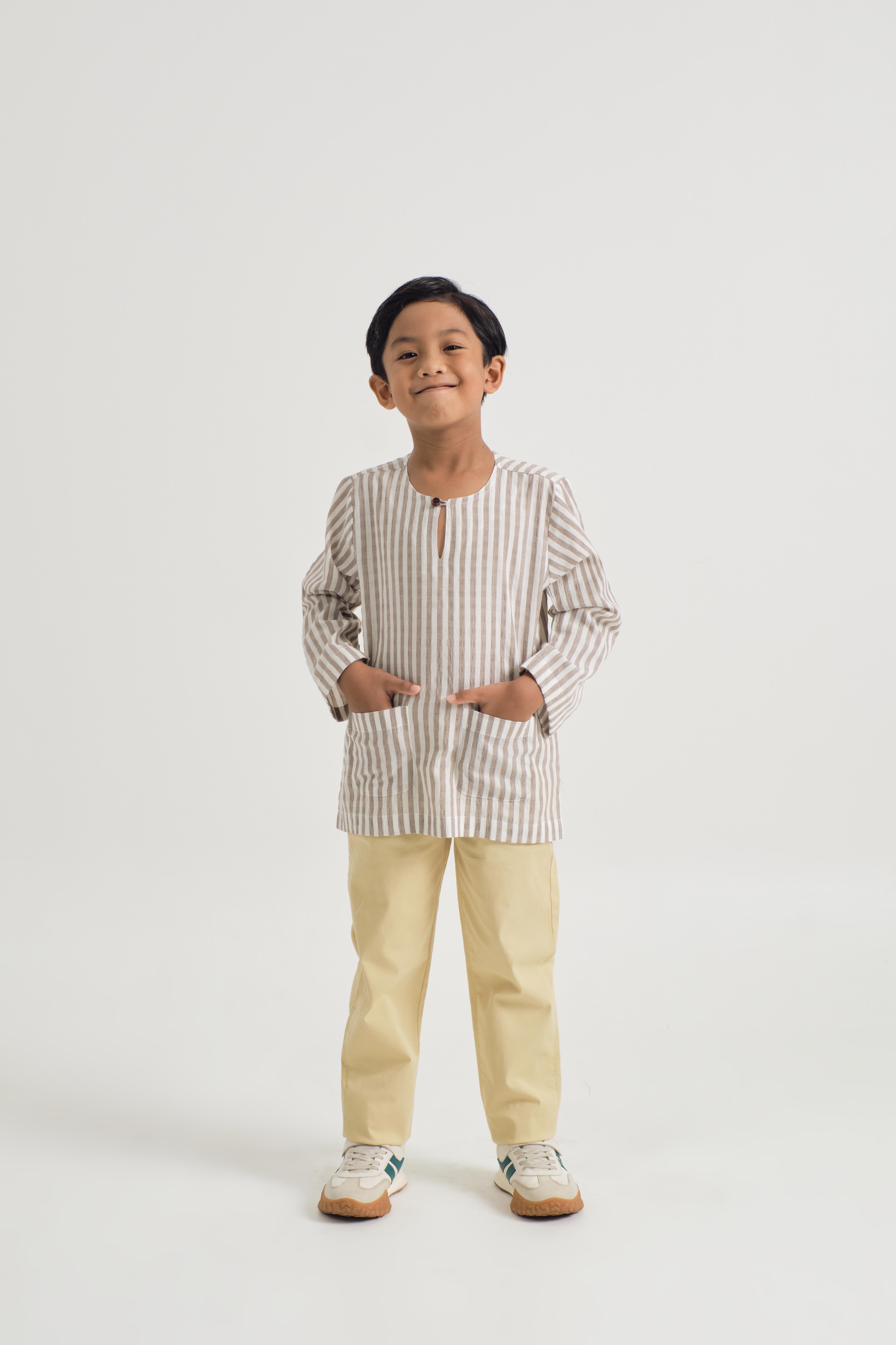 Pangku Boys Top - Stripe Brown