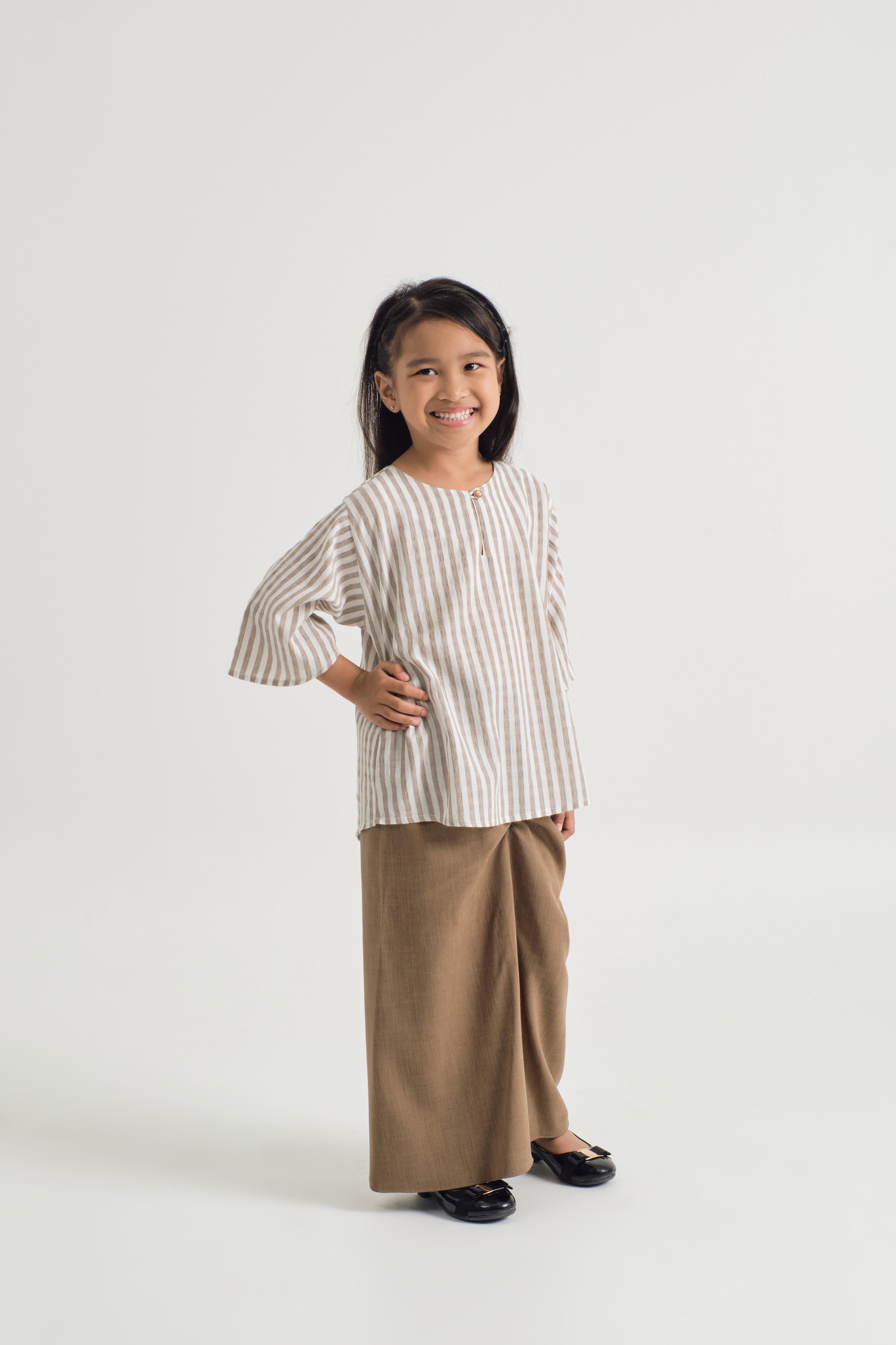 Pangku Girls Kurung Kedah - Stripe Brown