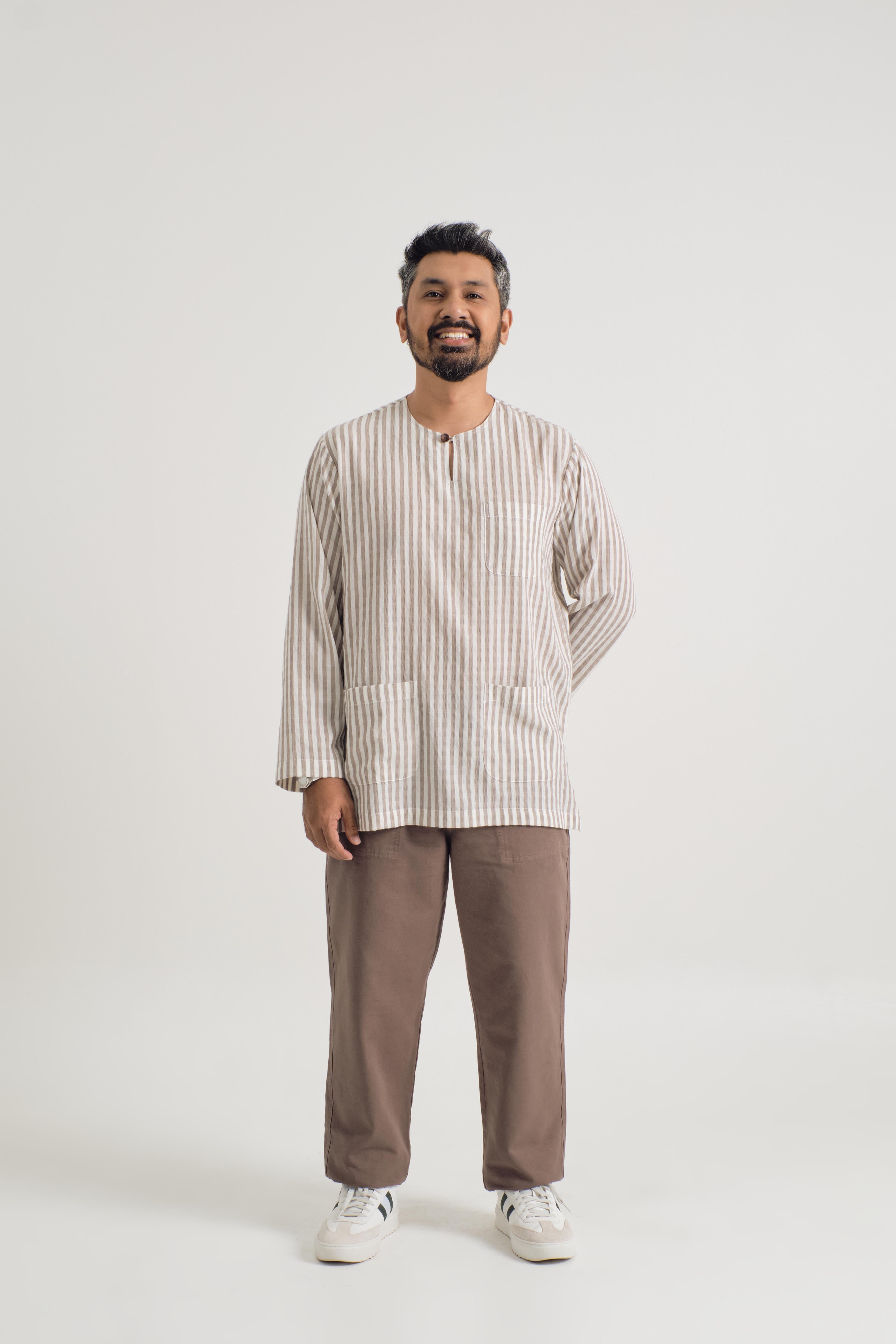 Pangku Men Top Classic Fit - Stripe Brown