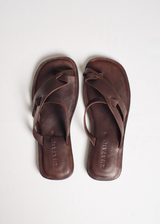 Sandal Cross Strap Leather Sandal - Brown
