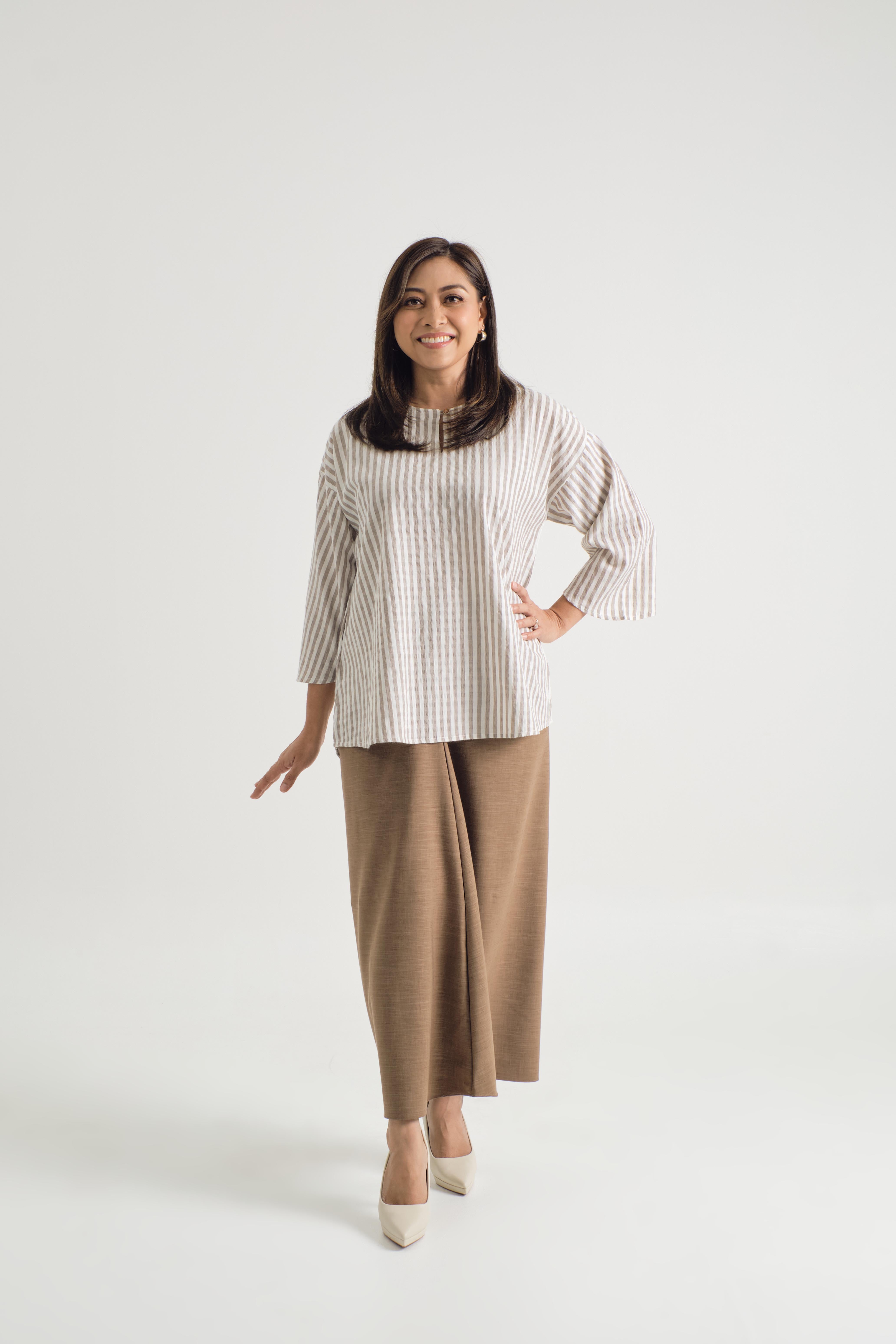 Pangku Baju Kurung Kedah - Stripe Brown