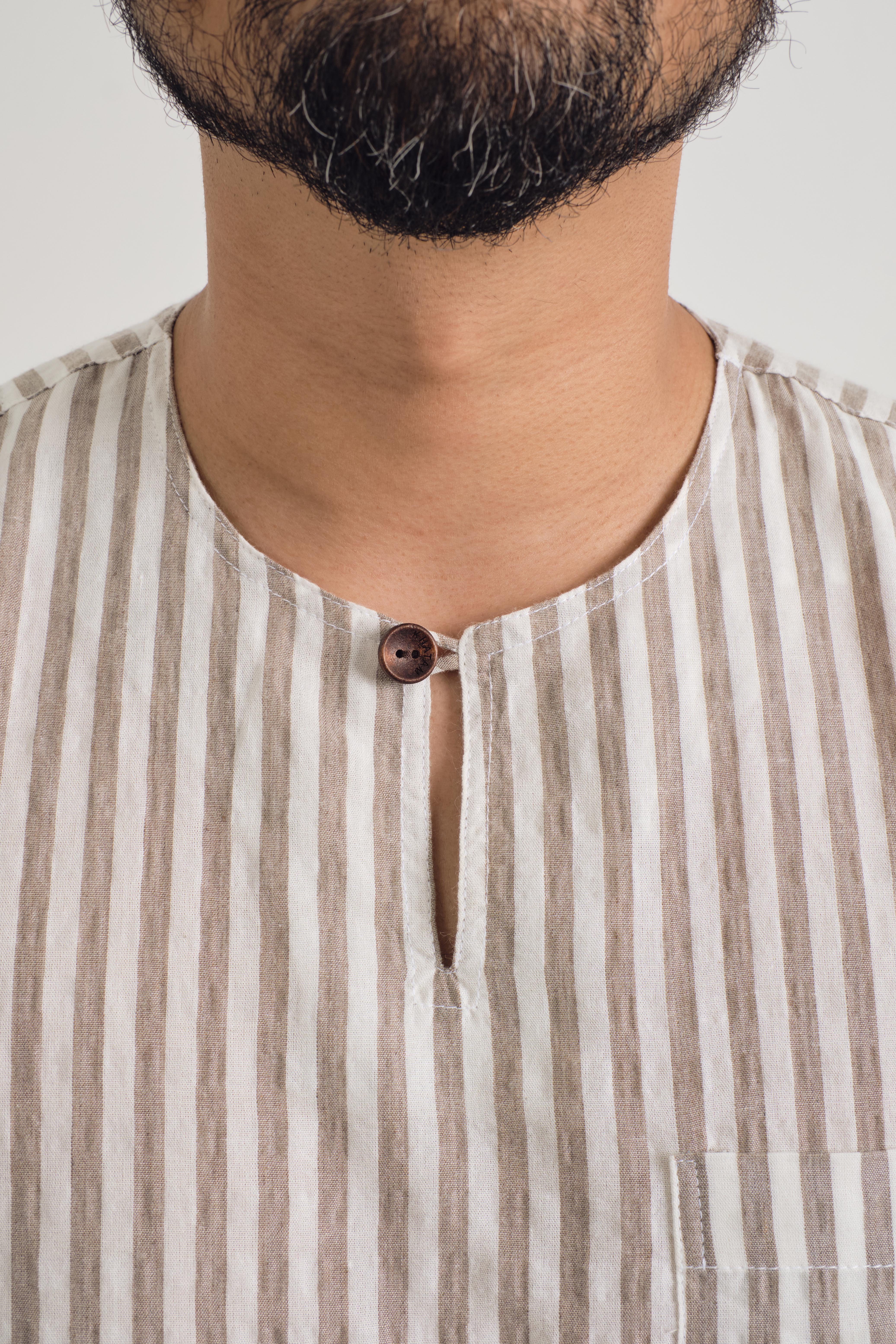 Pangku Men Top Classic Fit - Stripe Brown