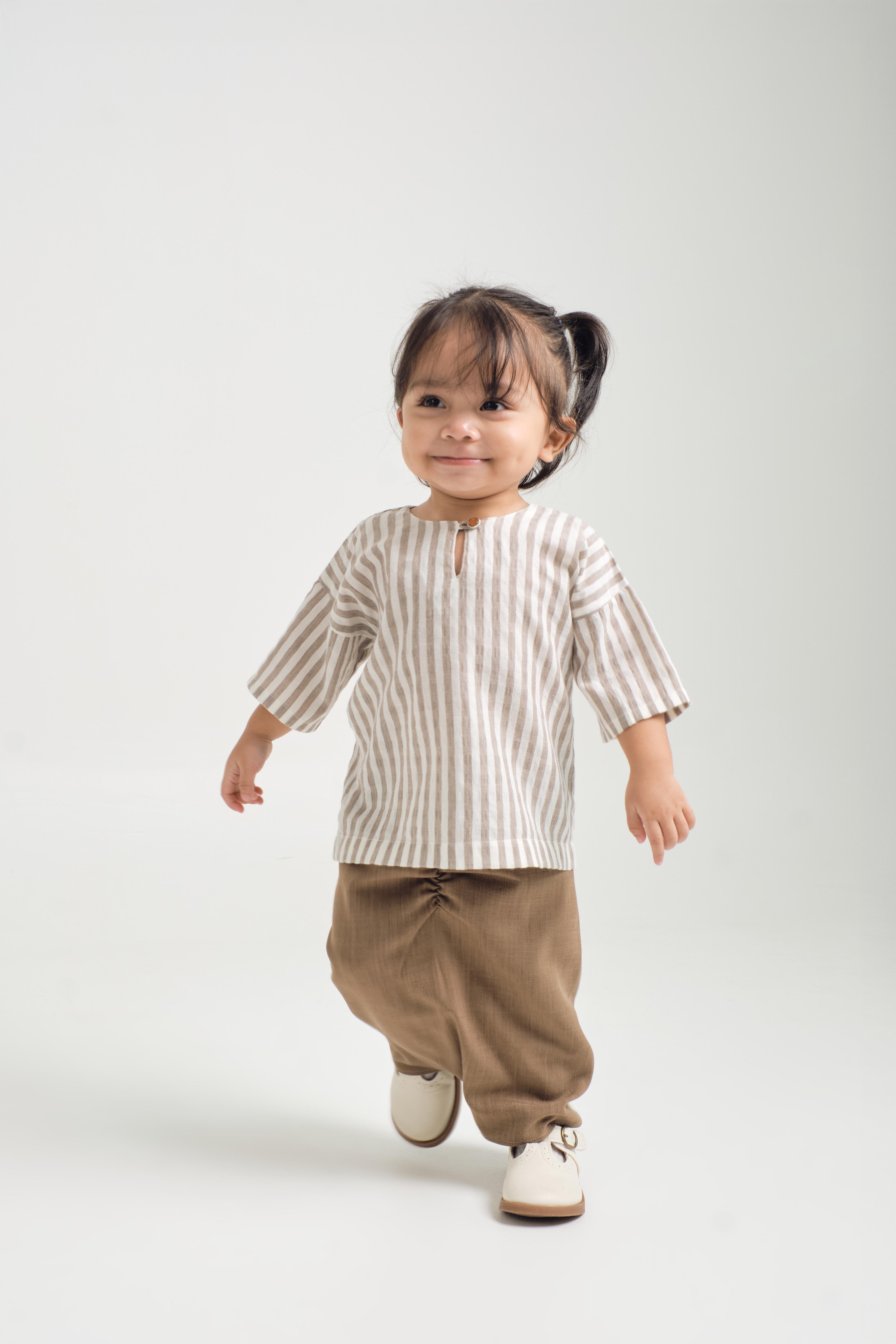 Pangku Baby Girls Kurung Kedah - Stripe Brown