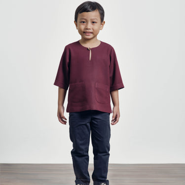 Nadim Boys Top - Burgundy Red