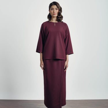 Nadim Baju Kurung - Burgundy Red