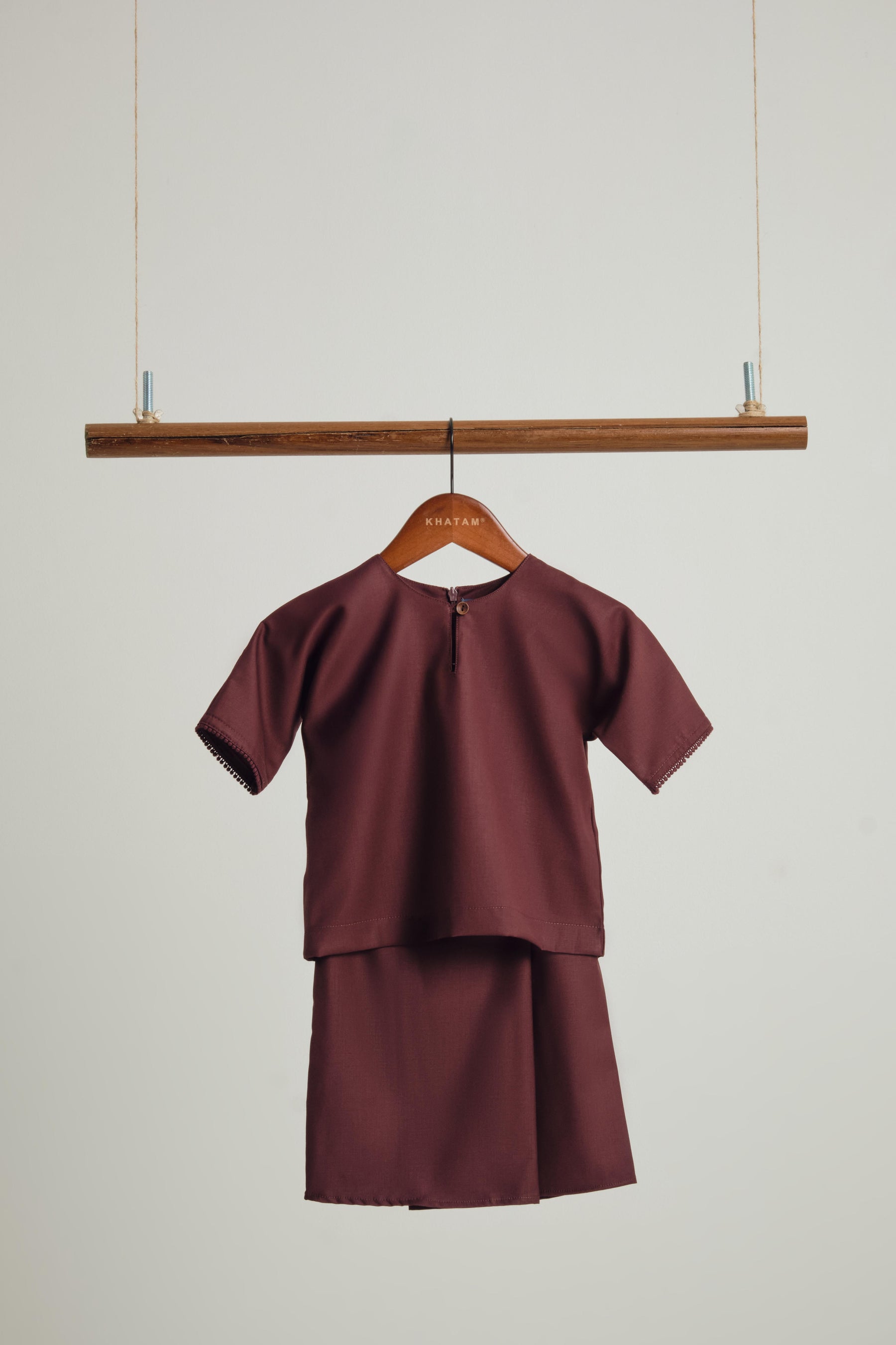 Patawali Baby Girls Baju Kurung - Burgundy Red