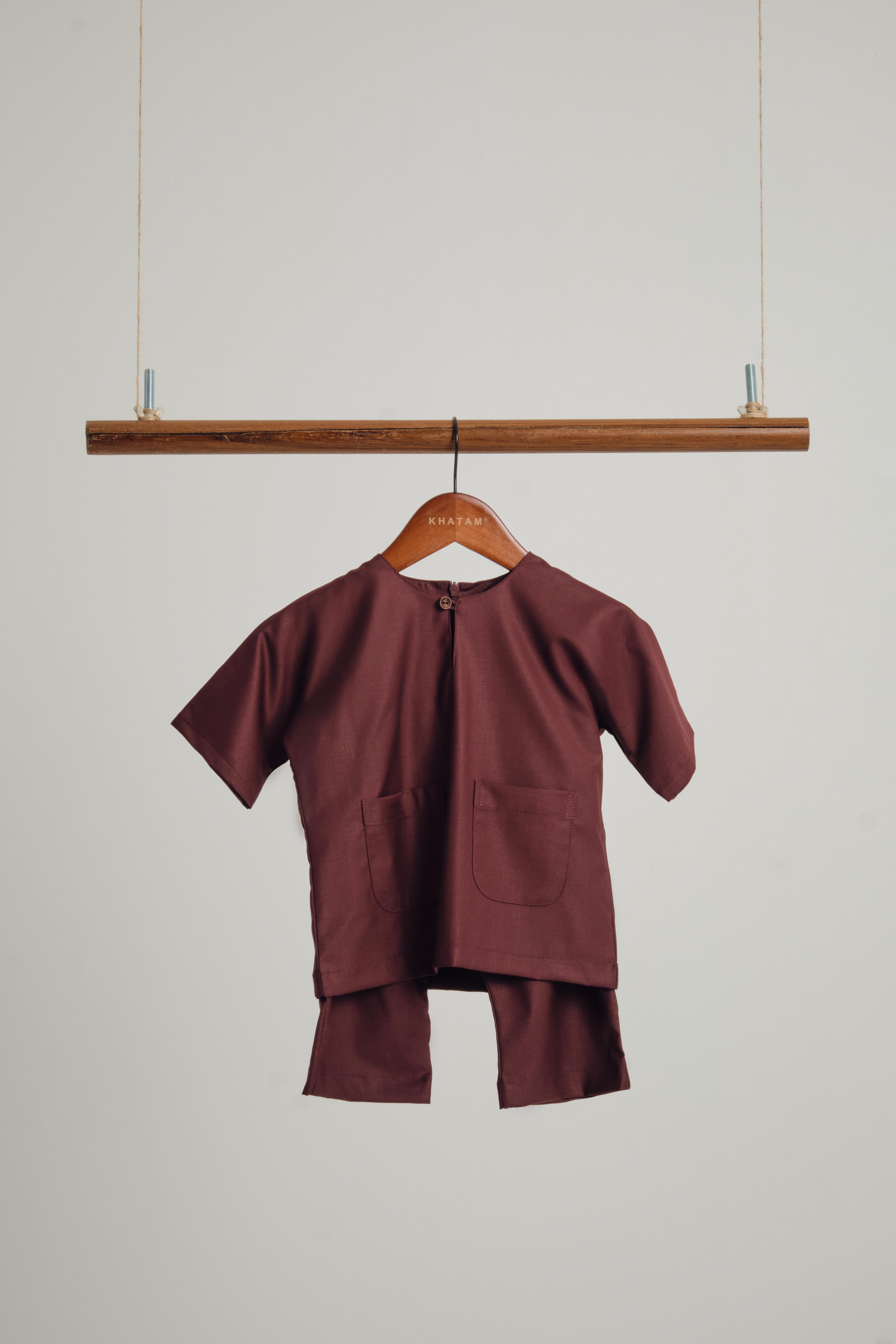 Patawali Baby Boys Baju Melayu Teluk Belanga - Burgundy Red