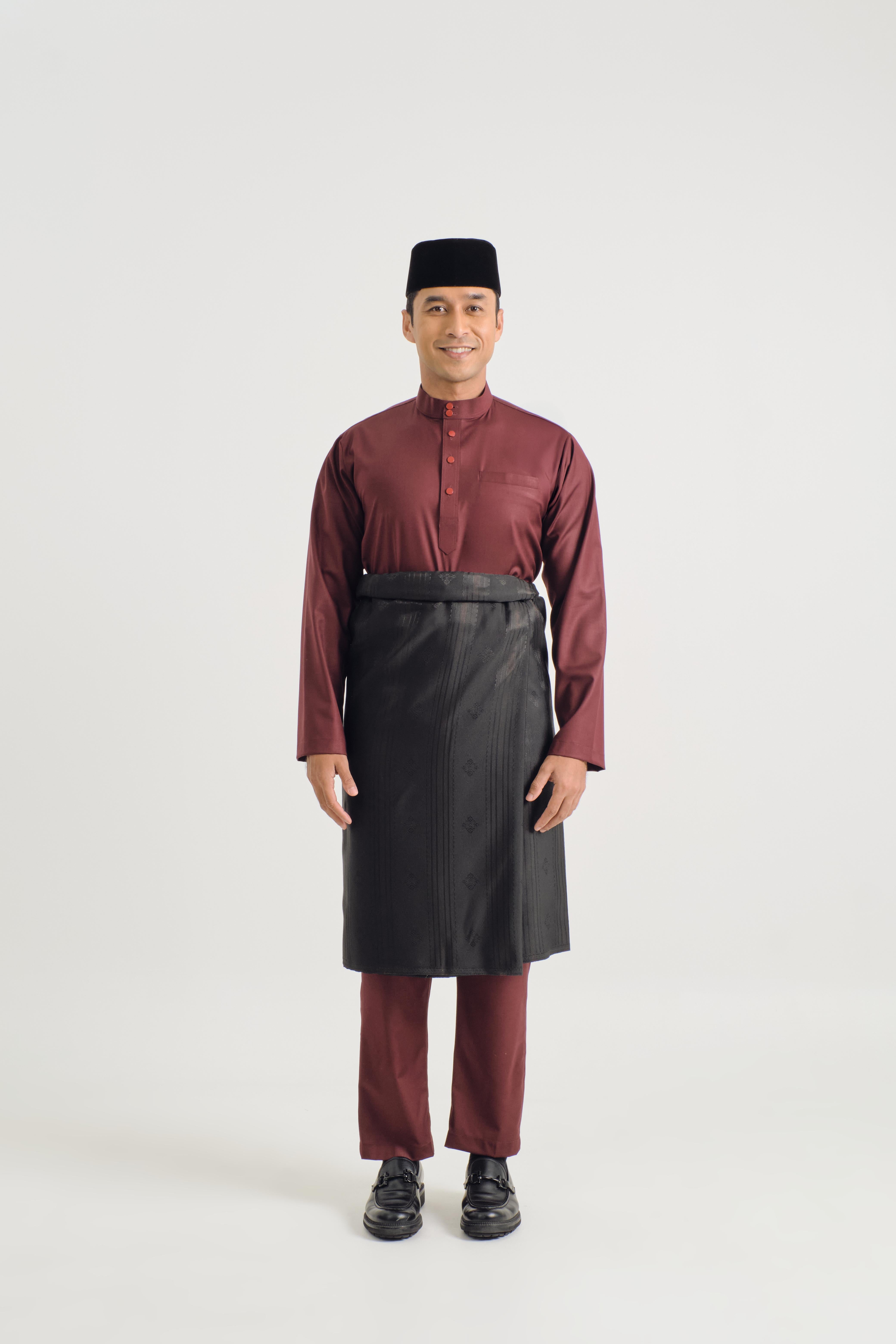 Patawali Baju Melayu Cekak Musang - Burgundy Red