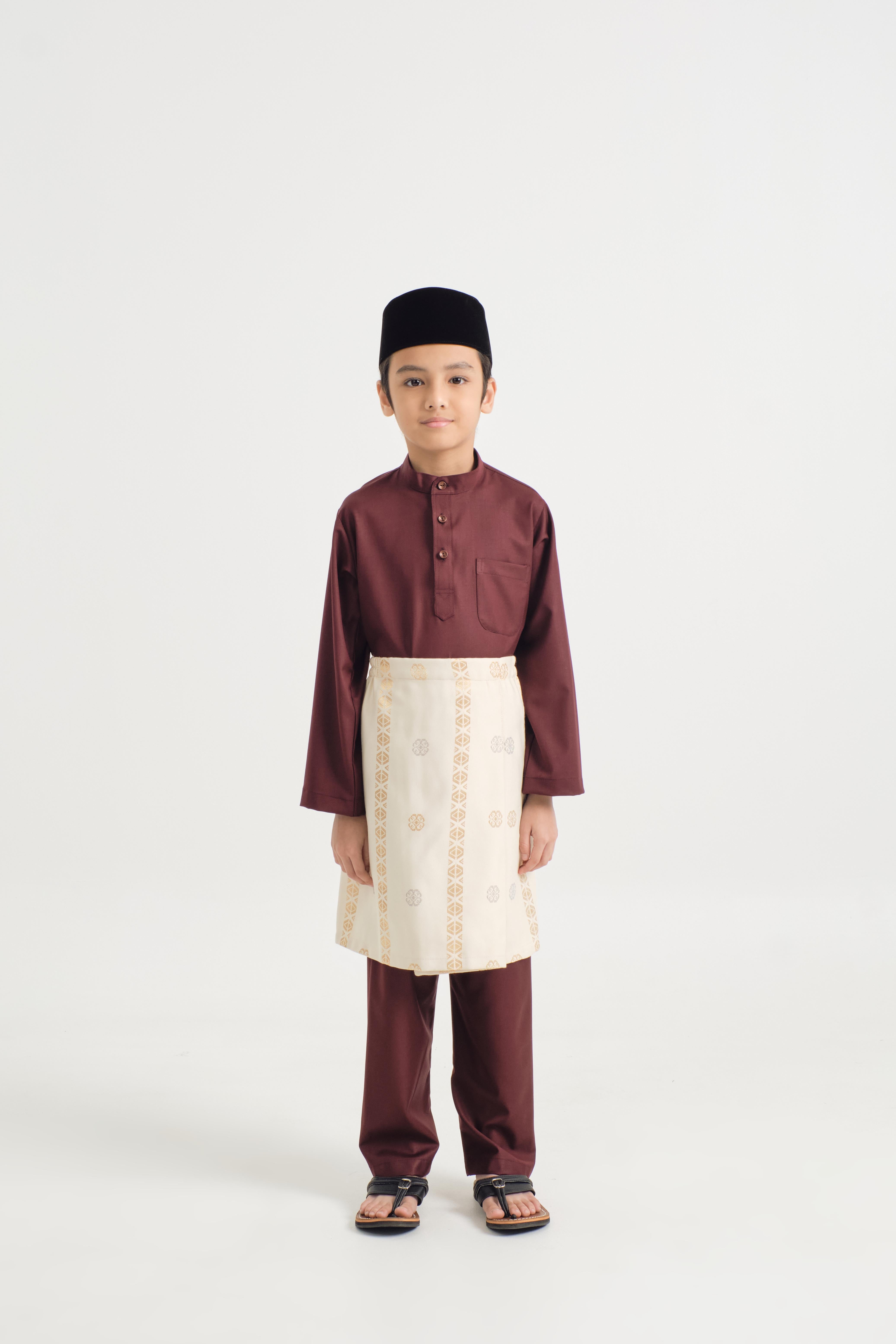 Patawali Boys Baju Melayu Cekak Musang - Burgundy Red