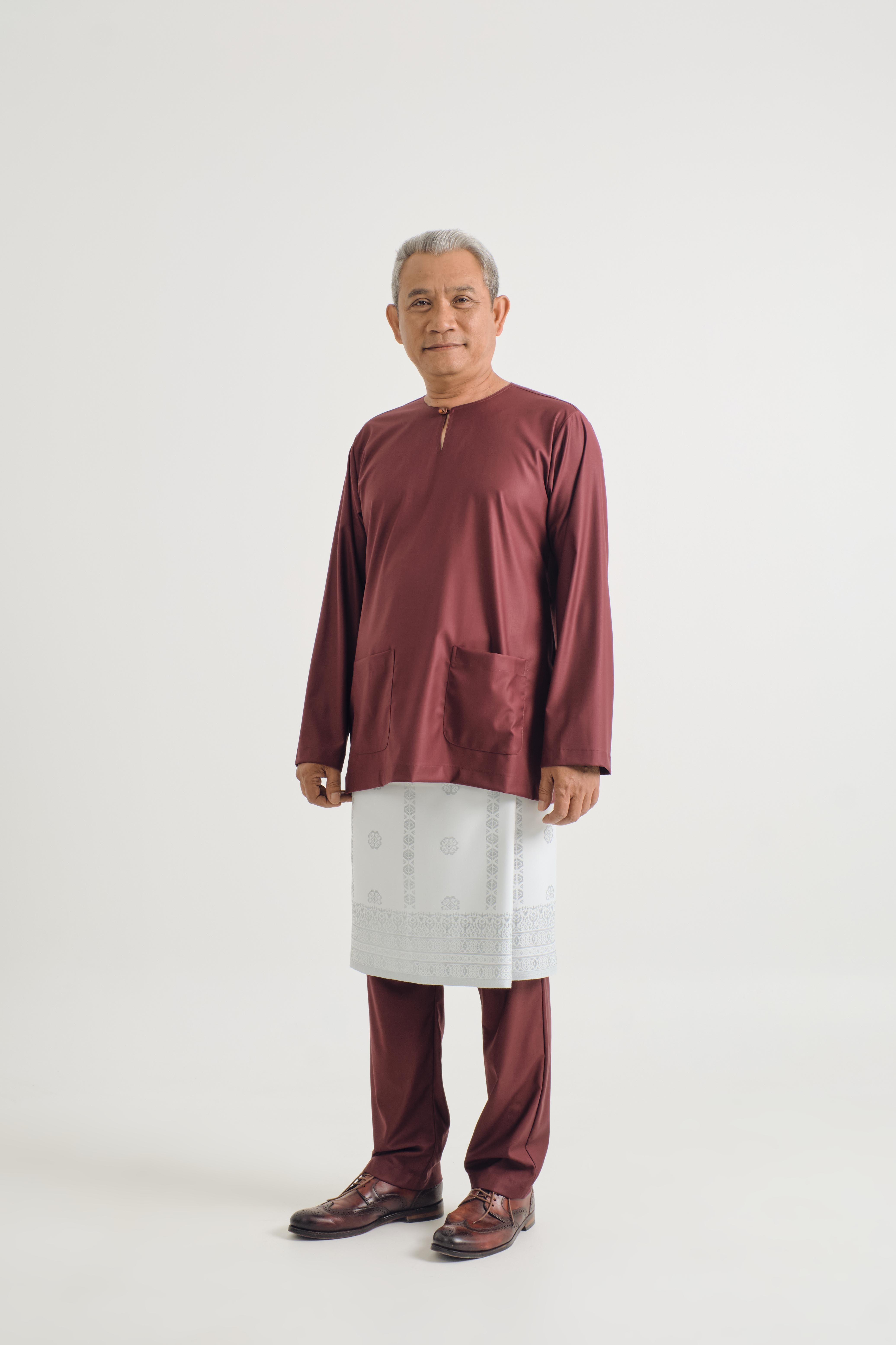 Patawali Modern Fit Baju Melayu Teluk Belanga - Burgundy Red