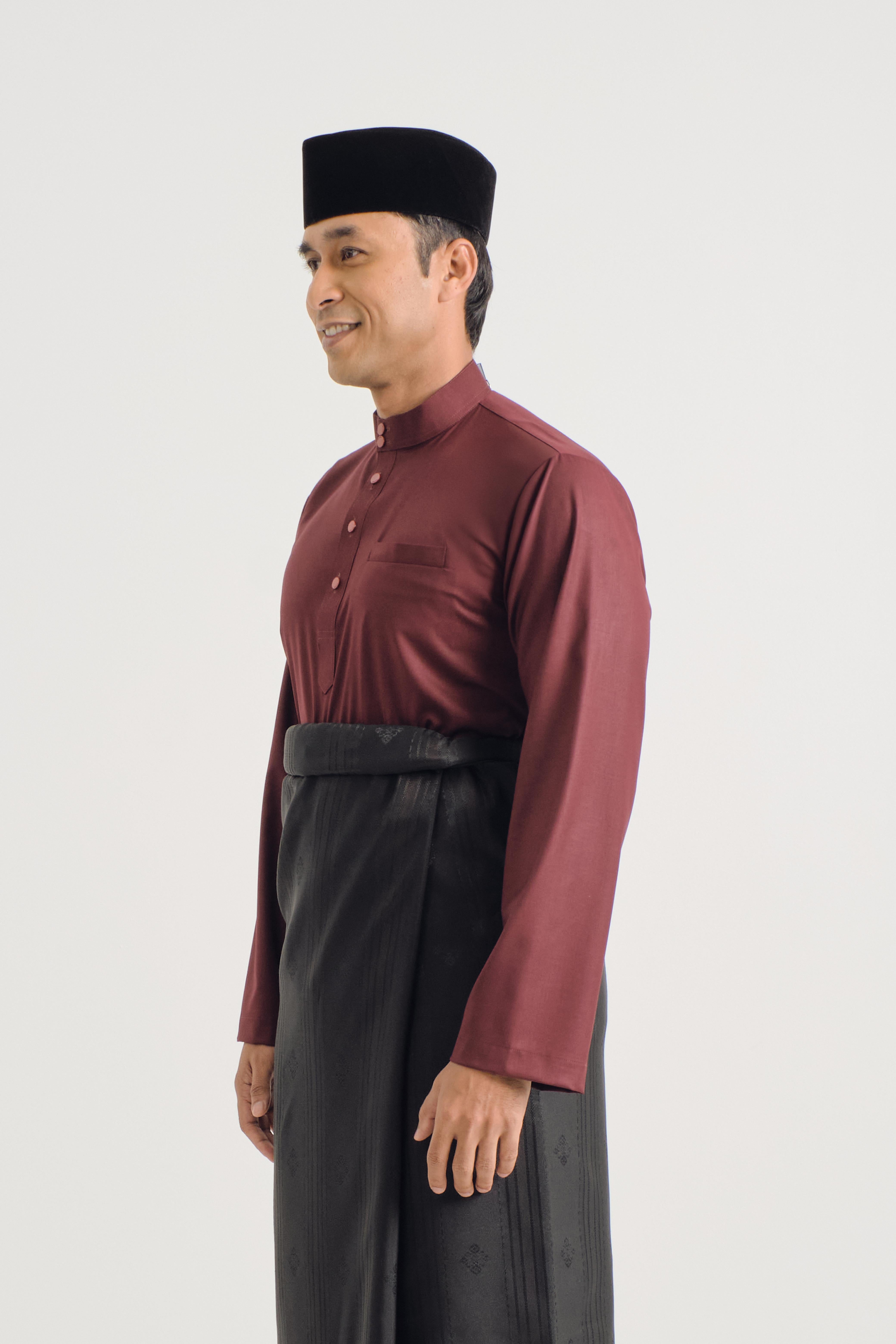 Patawali Baju Melayu Cekak Musang - Burgundy Red