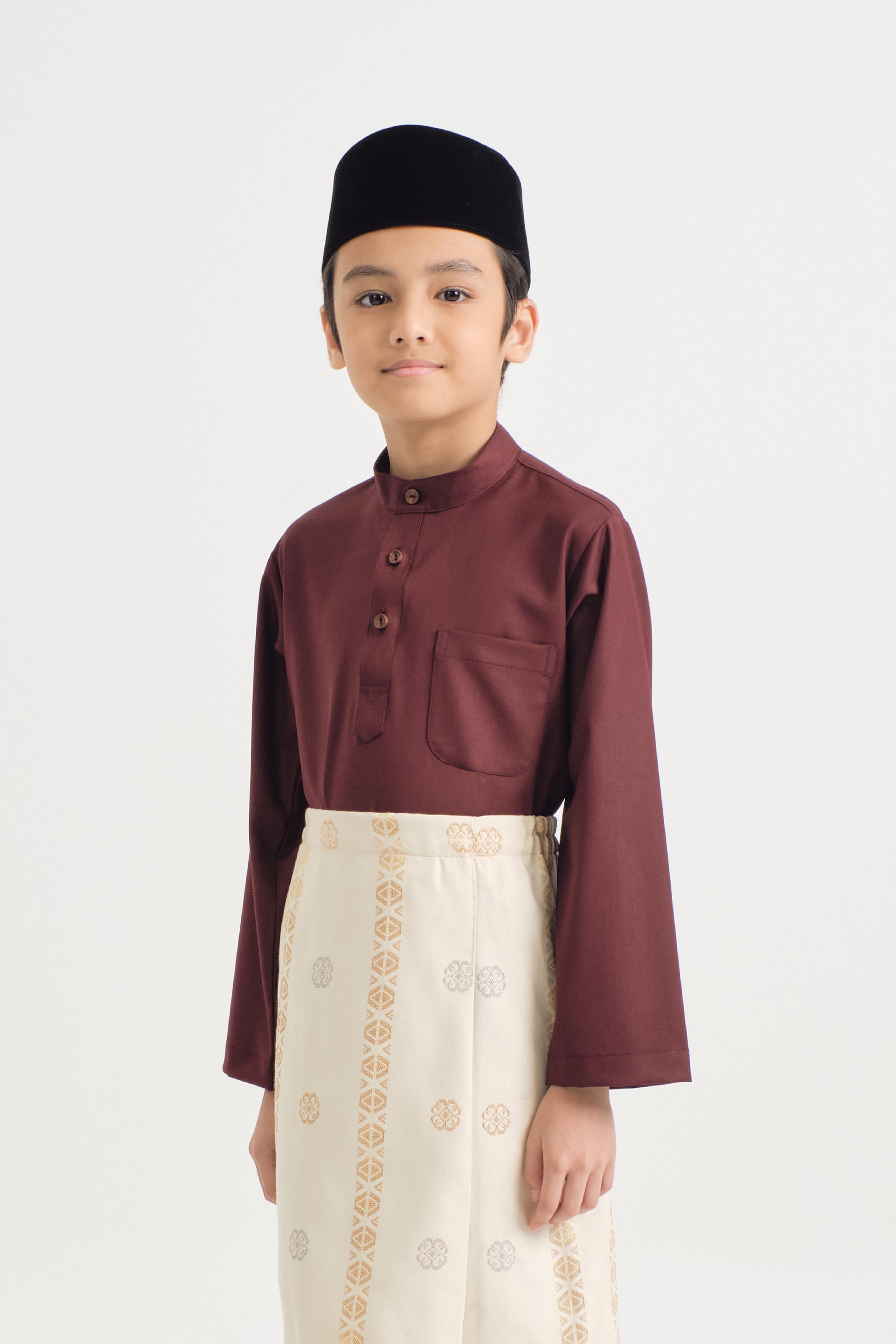 Patawali Boys Baju Melayu Cekak Musang - Burgundy Red