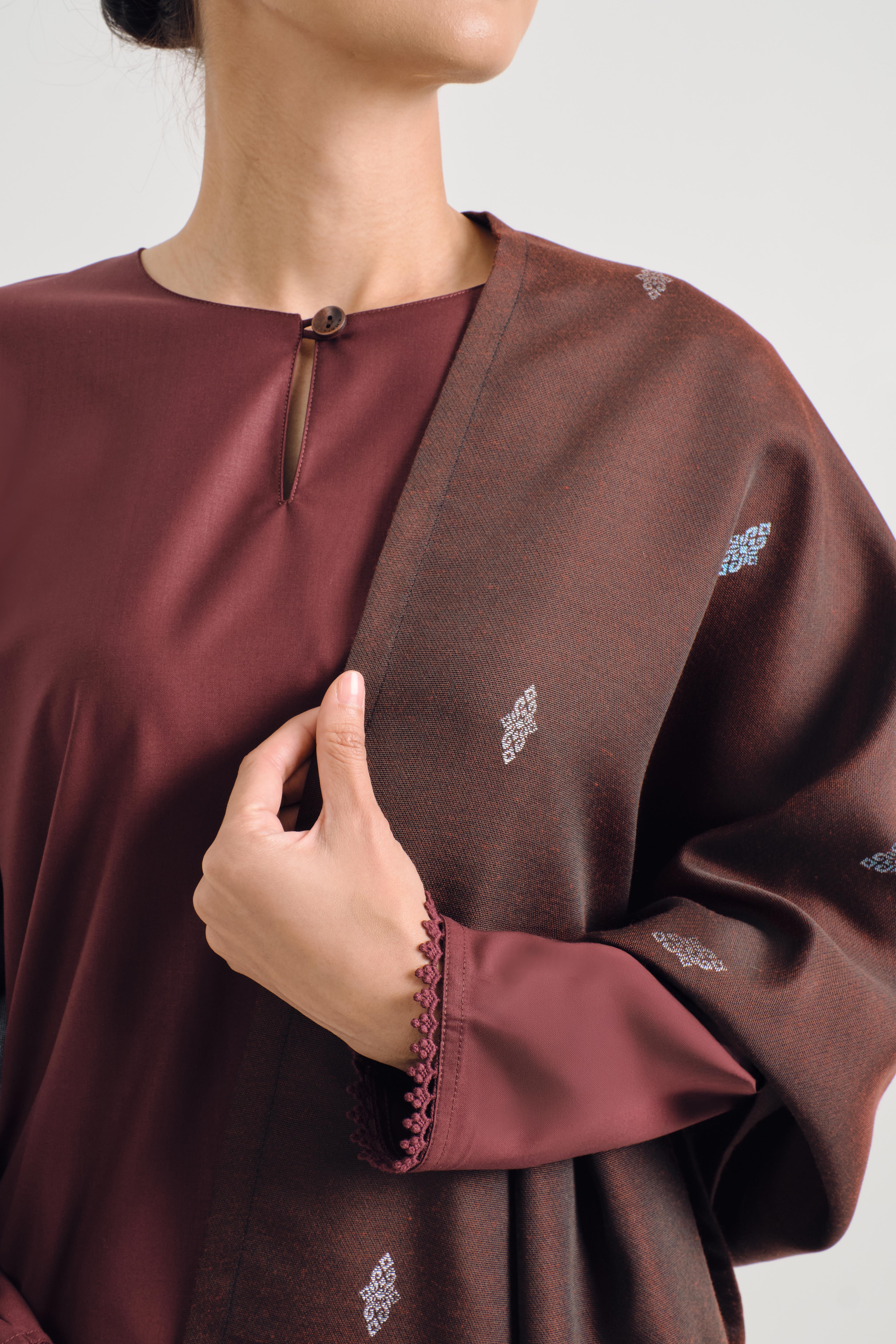 Patawali Baju Kurung - Burgundy Red