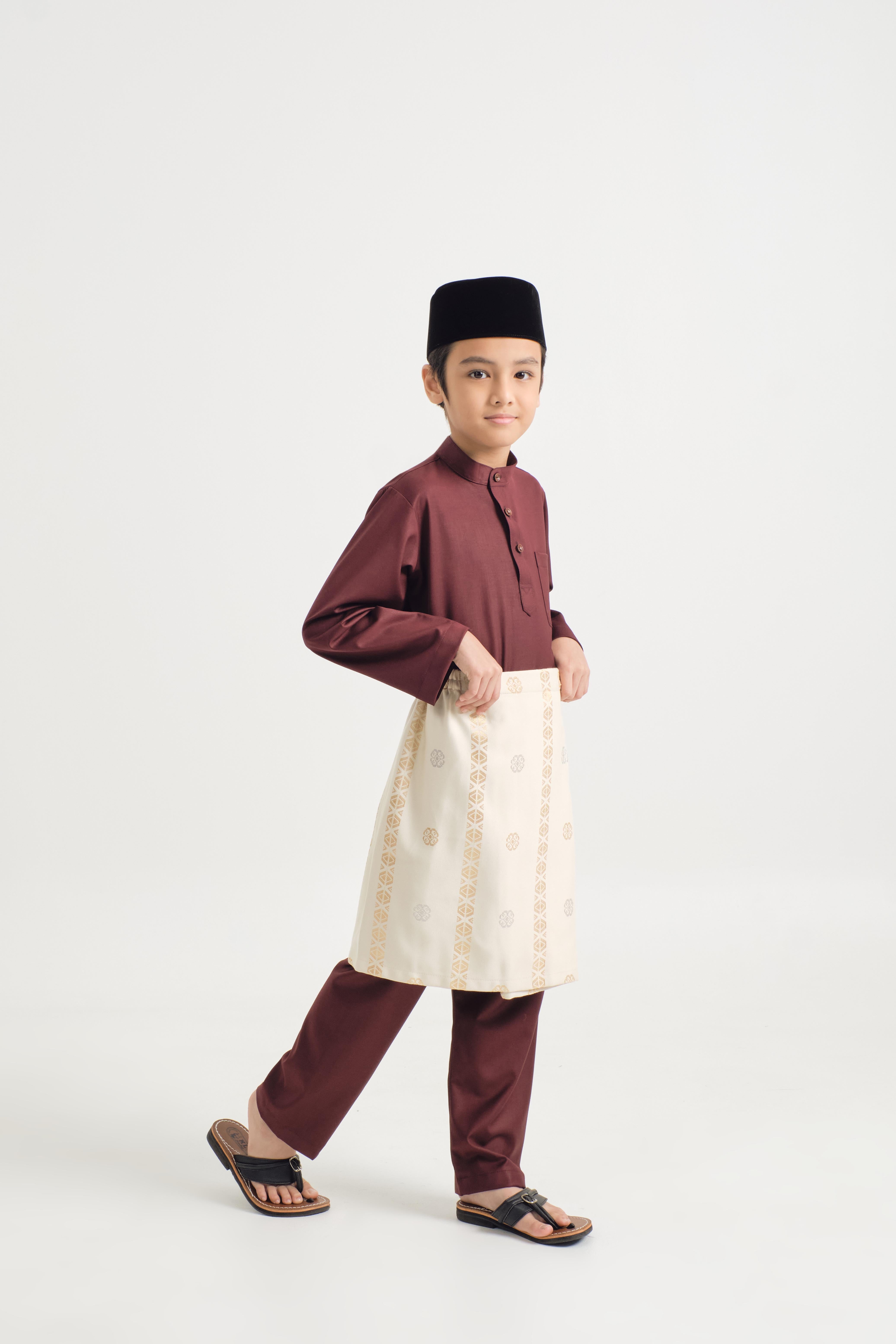 Patawali Boys Baju Melayu Cekak Musang - Burgundy Red