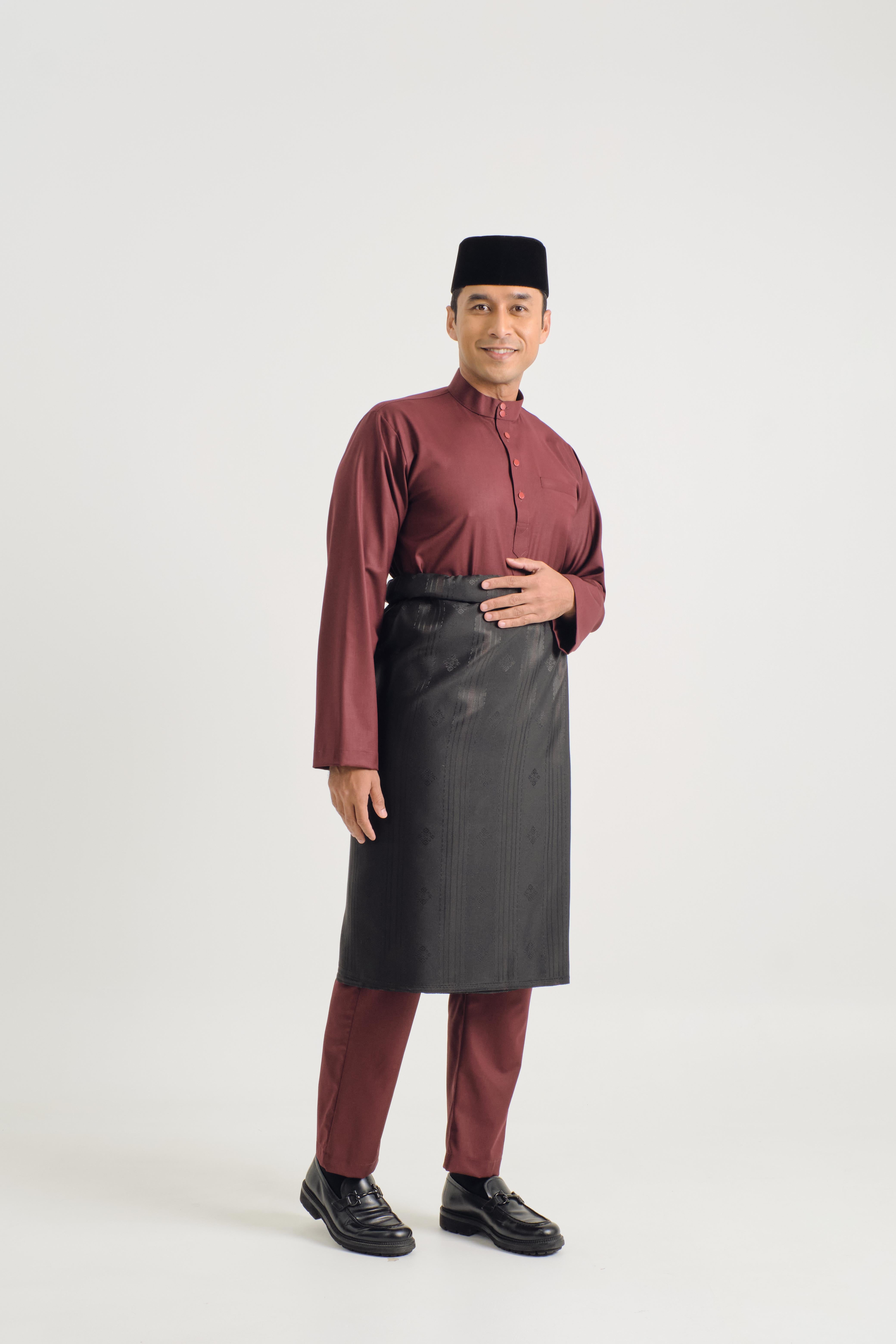 Patawali Baju Melayu Cekak Musang - Burgundy Red