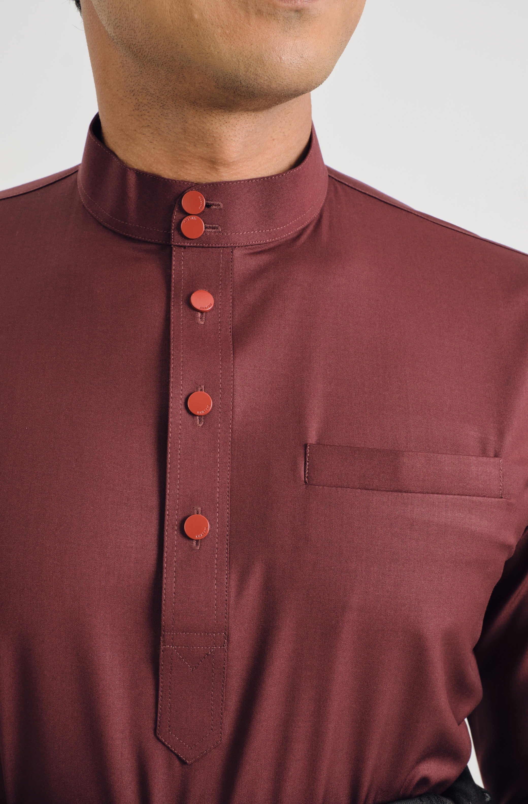 Patawali Baju Melayu Cekak Musang - Burgundy Red