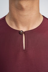 Patawali Modern Fit Baju Melayu Teluk Belanga - Burgundy Red
