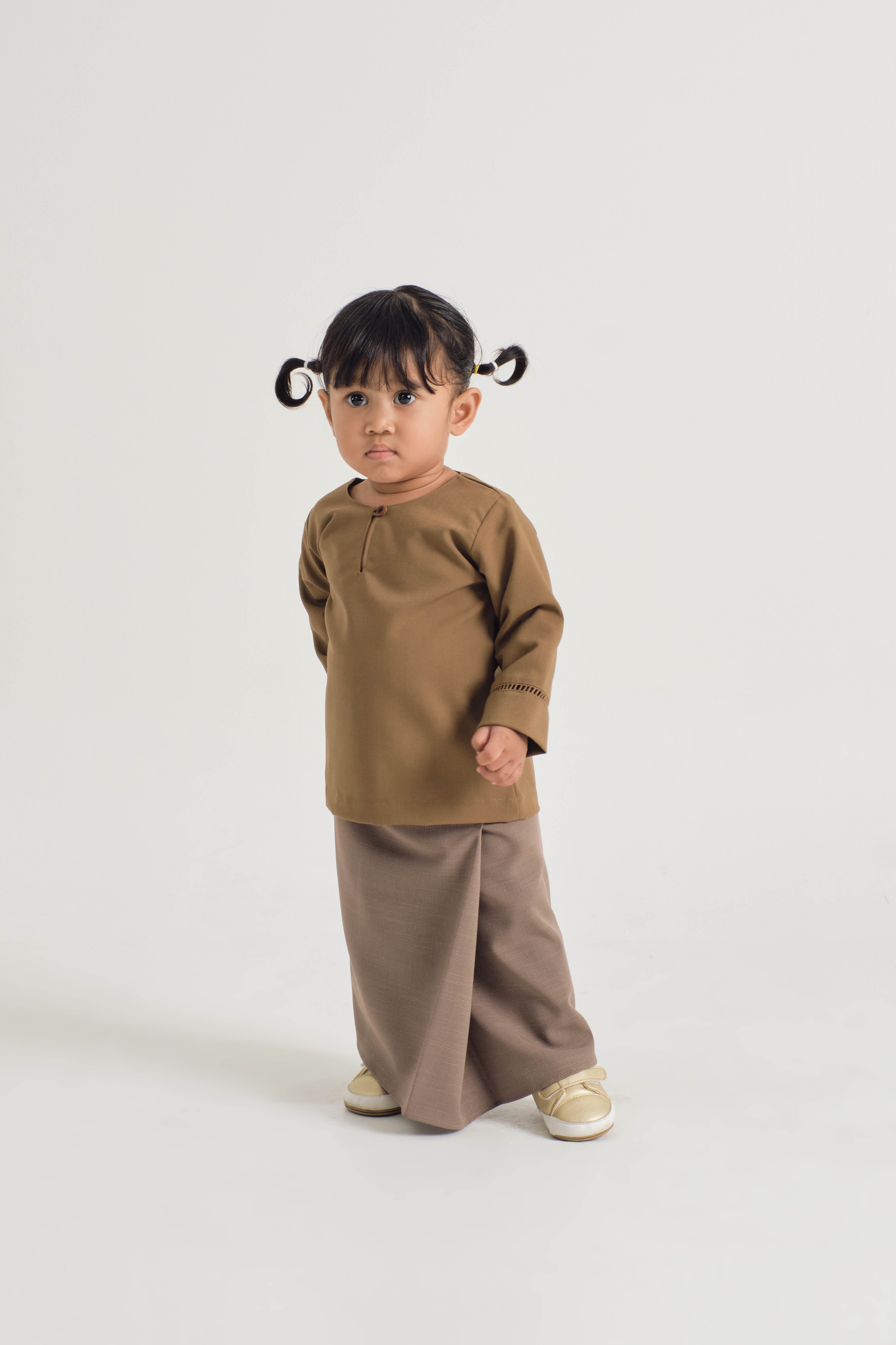 Tebalaya Baby Girls Kurung Kedah - Coffee Brown