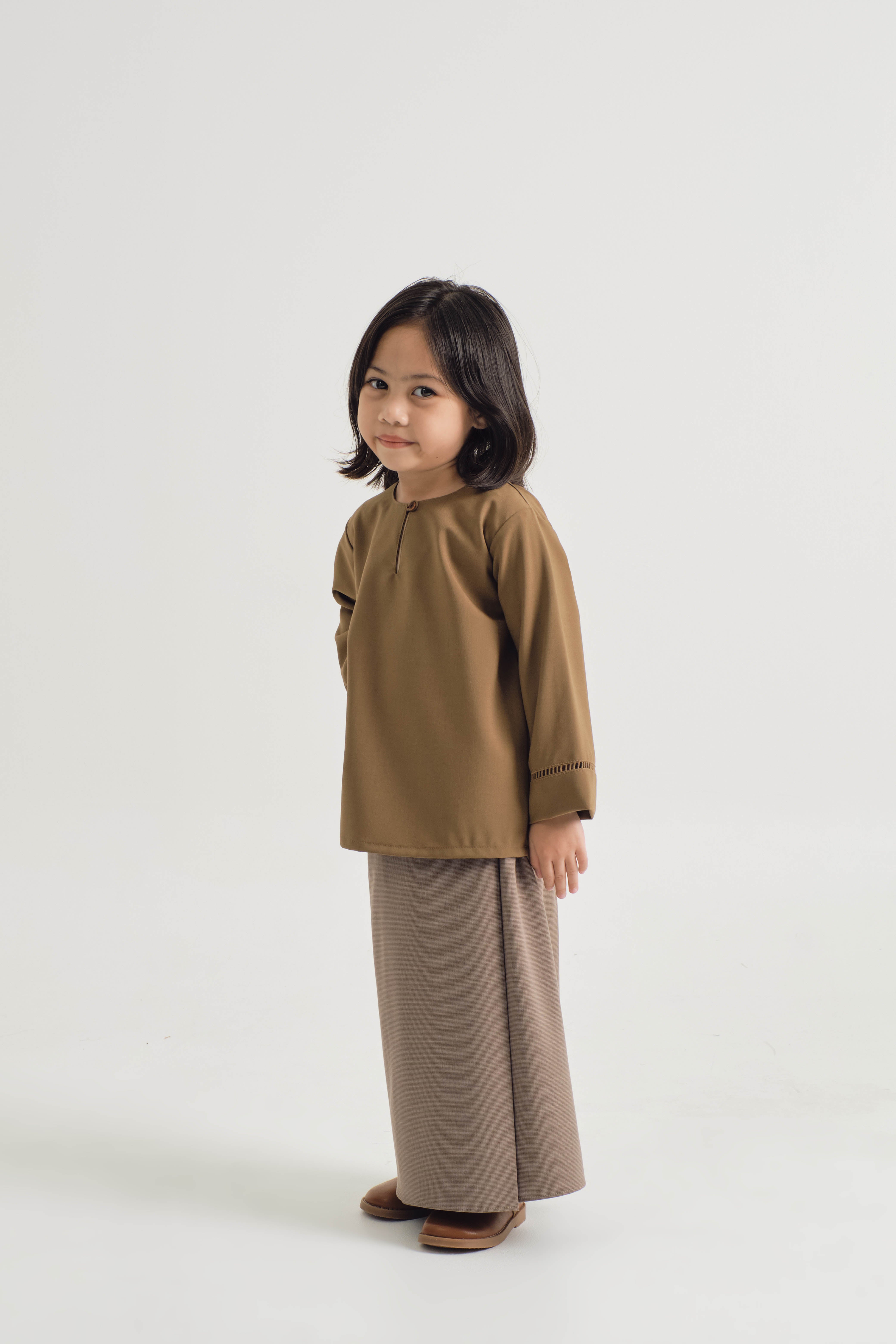 Tebalaya Girls Kurung Kedah - Coffee Brown