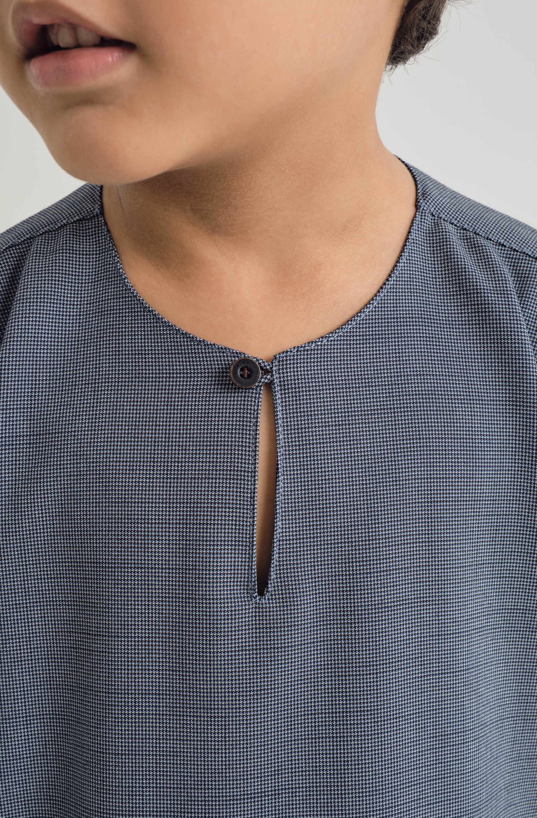 Tebalaya Boys Three Quarter Sleeve - Checkered Navy Blue