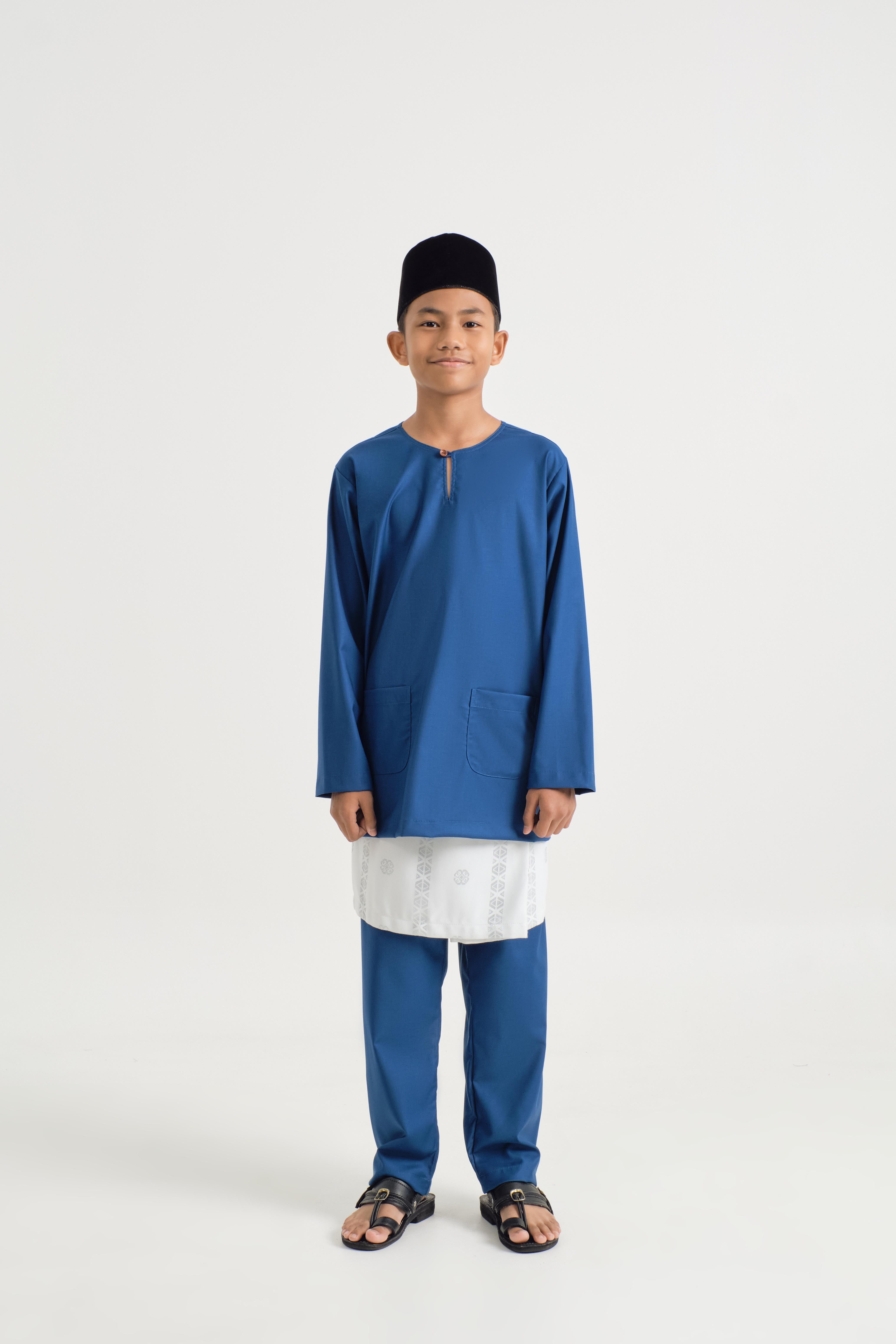 Patawali Boys Baju Melayu Teluk Belanga - Classic Blue