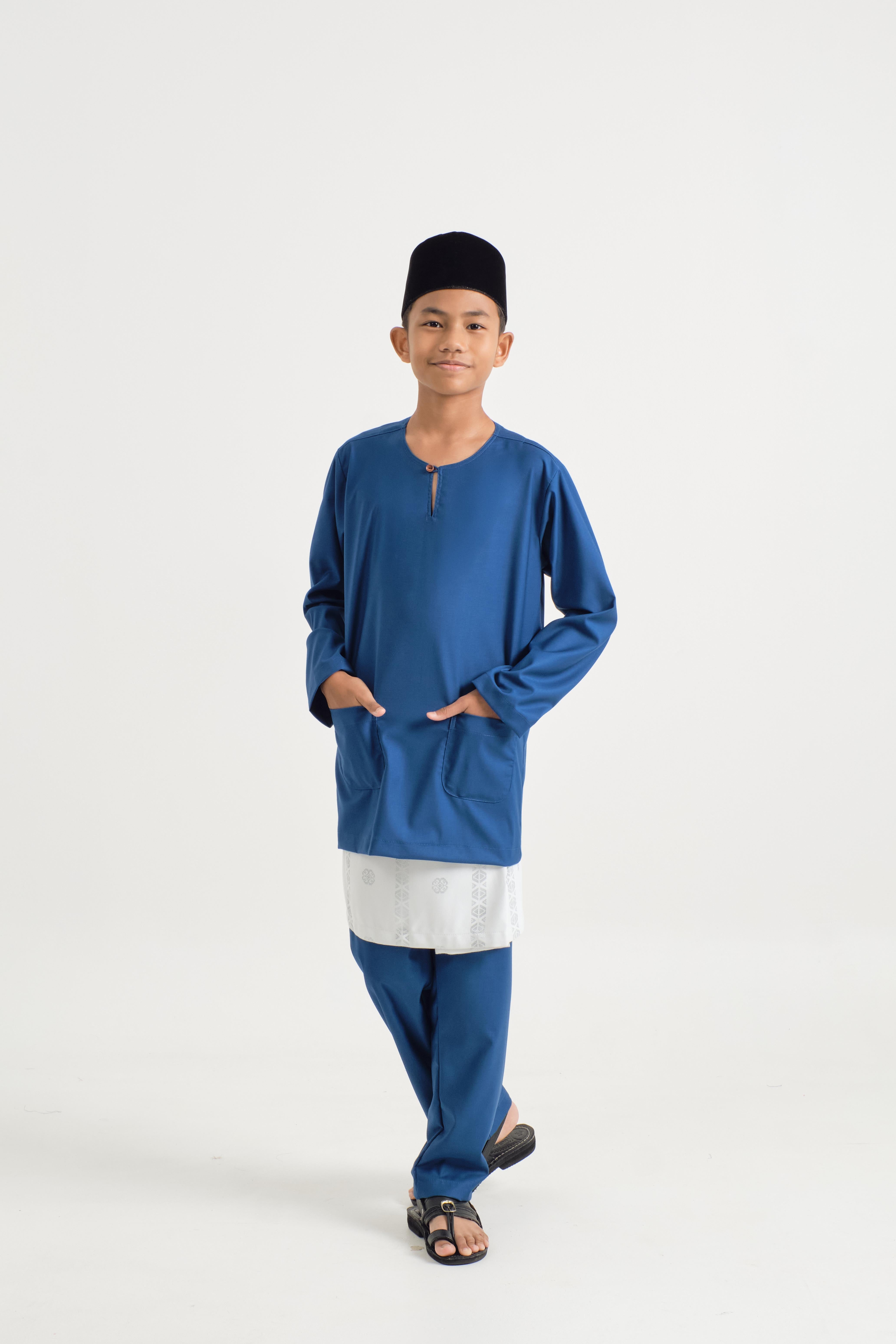 Patawali Boys Baju Melayu Teluk Belanga - Classic Blue