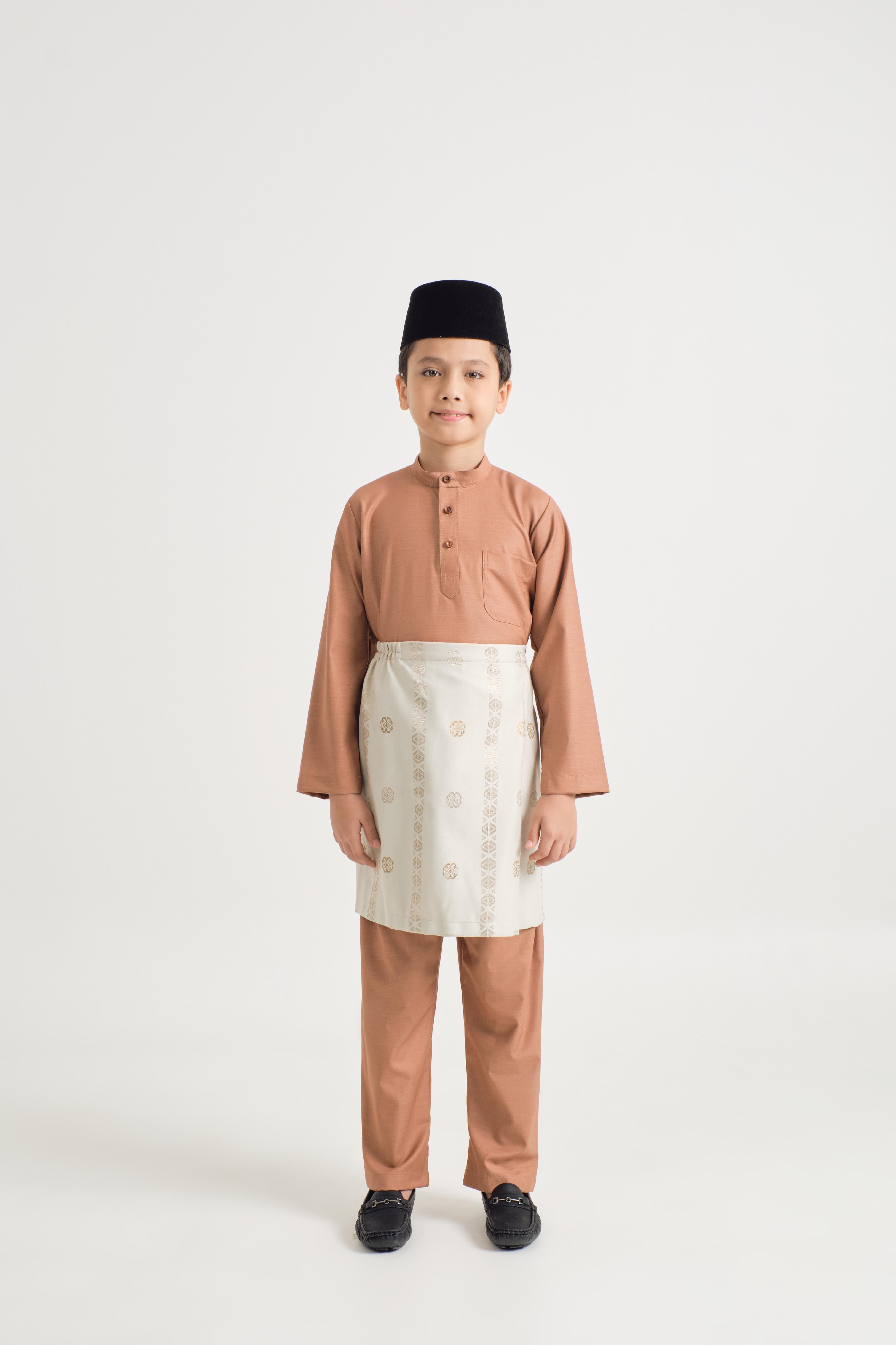 Patawali Boys Baju Melayu Cekak Musang - Clay Brown