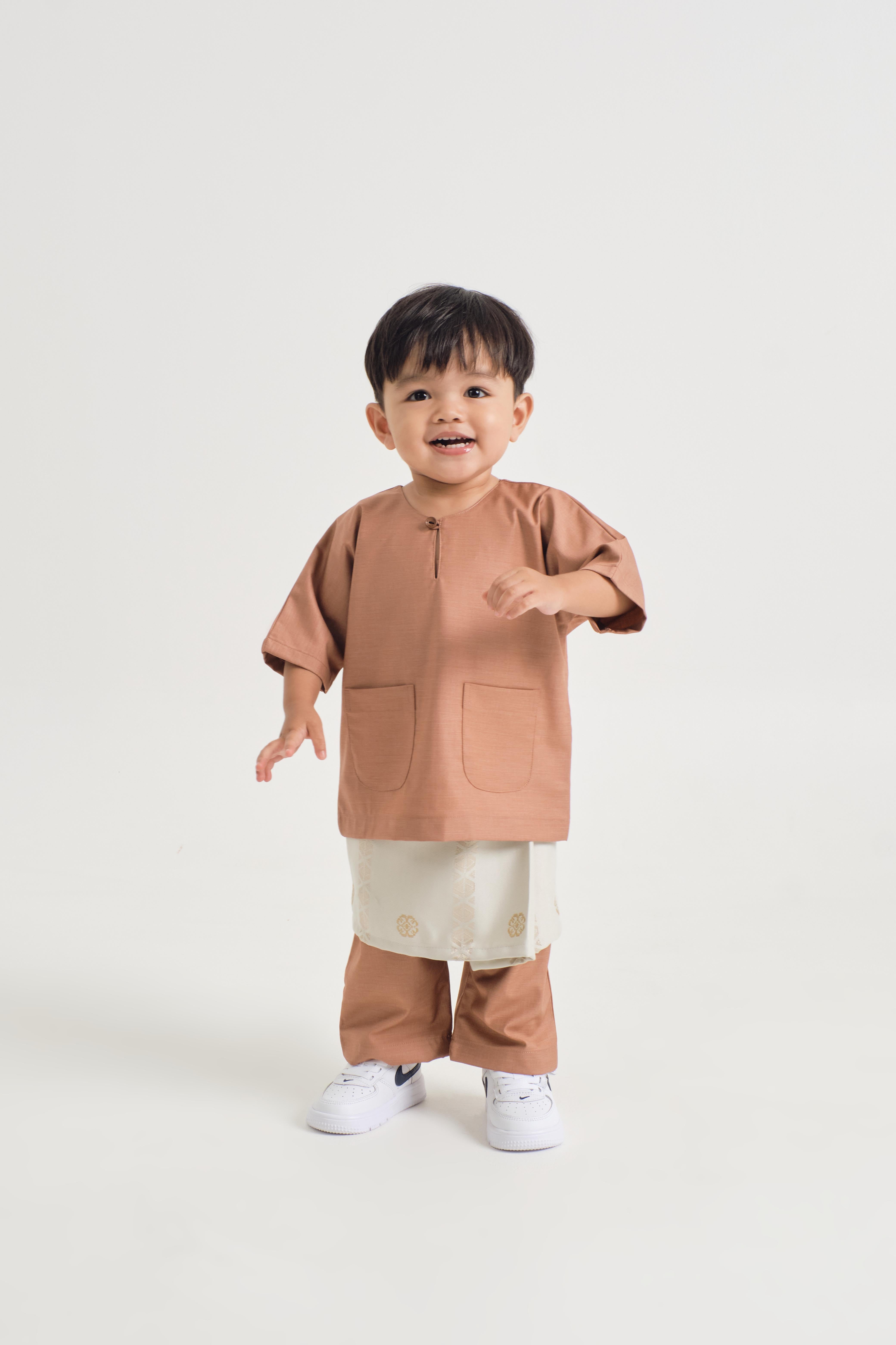 Patawali Baby Boys Baju Melayu Teluk Belanga - Clay Brown