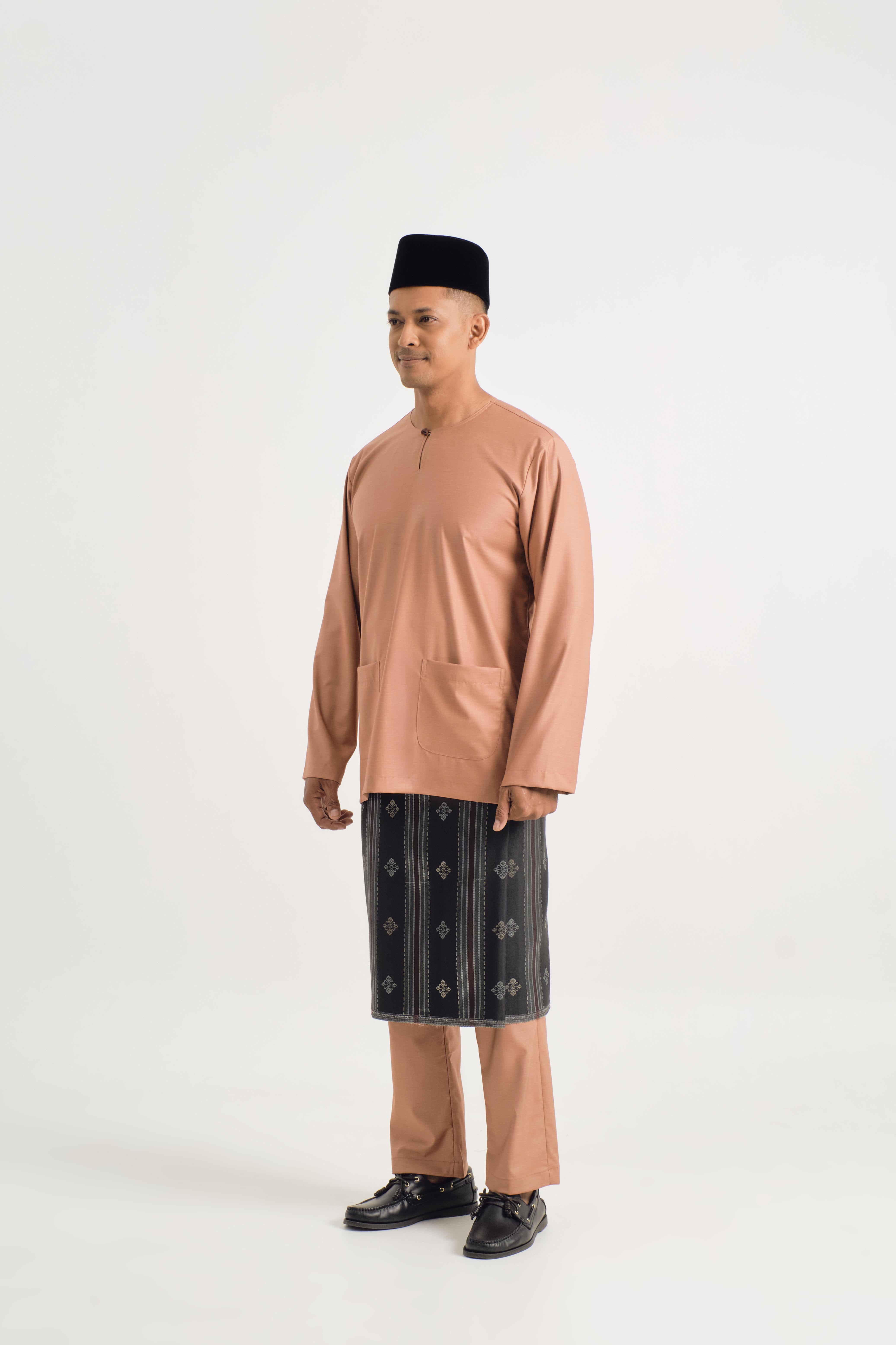 Patawali Modern Fit Baju Melayu Teluk Belanga - Clay Brown