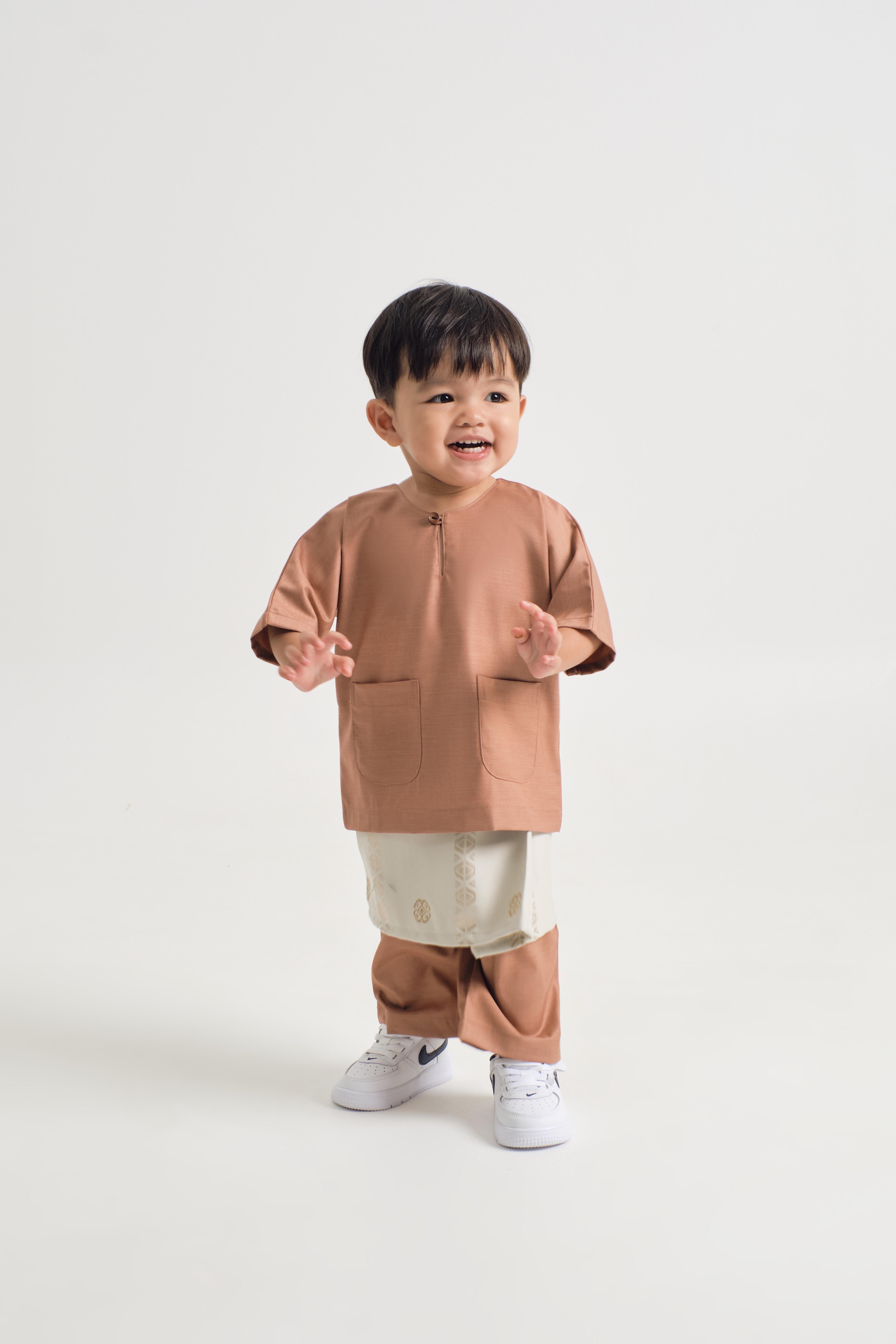 Patawali Baby Boys Baju Melayu Teluk Belanga - Clay Brown