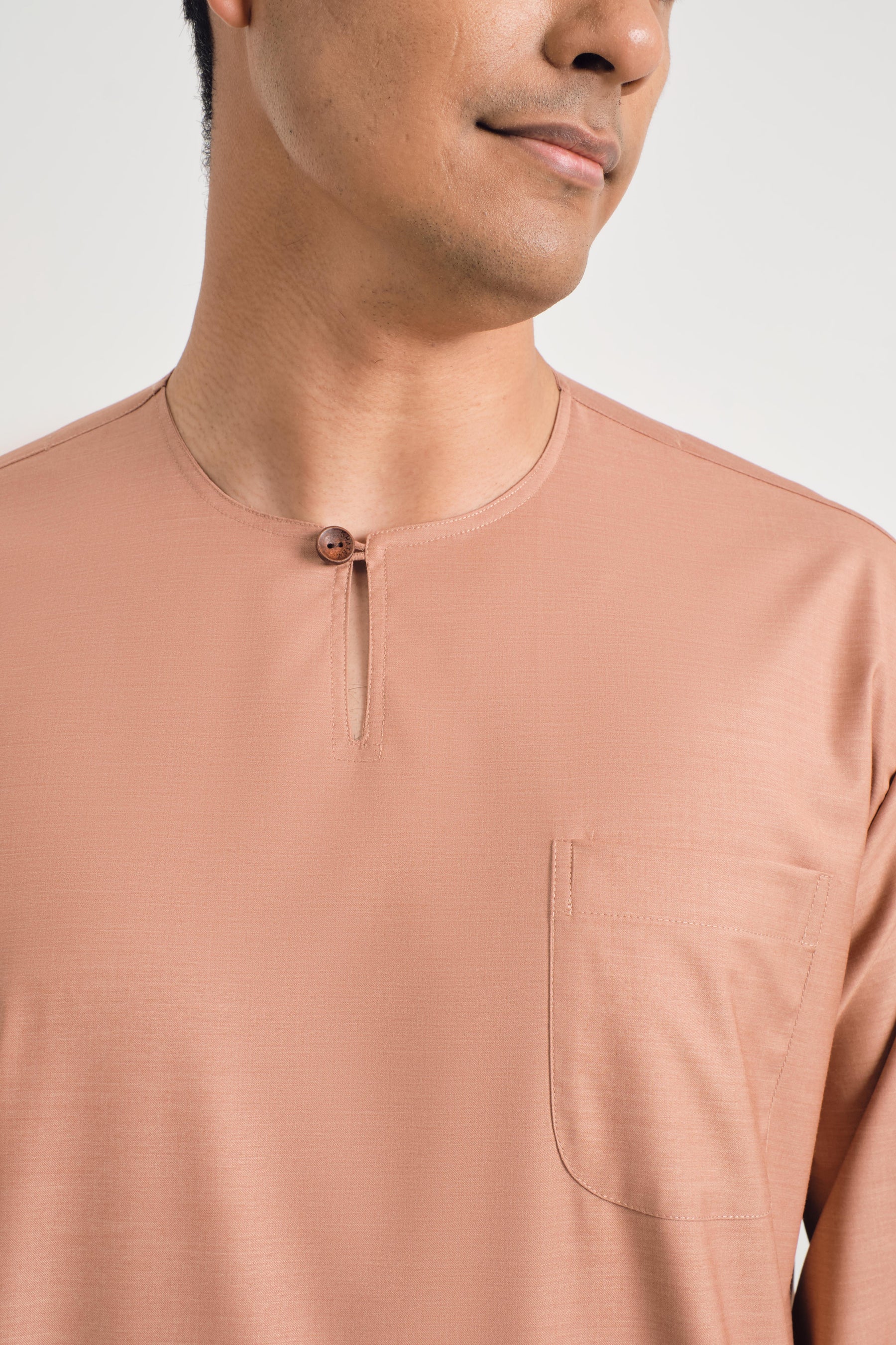Patawali Classic Fit Baju Melayu Teluk Belanga - Clay Brown