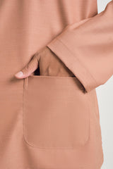 Patawali Classic Fit Baju Melayu Teluk Belanga - Clay Brown