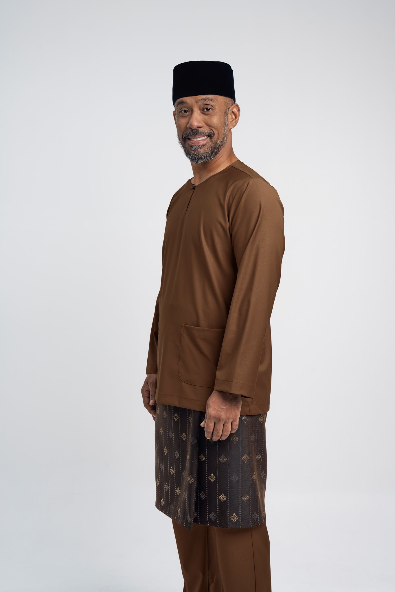 Patawali Modern Fit Baju Melayu Teluk Belanga - Coffee Brown