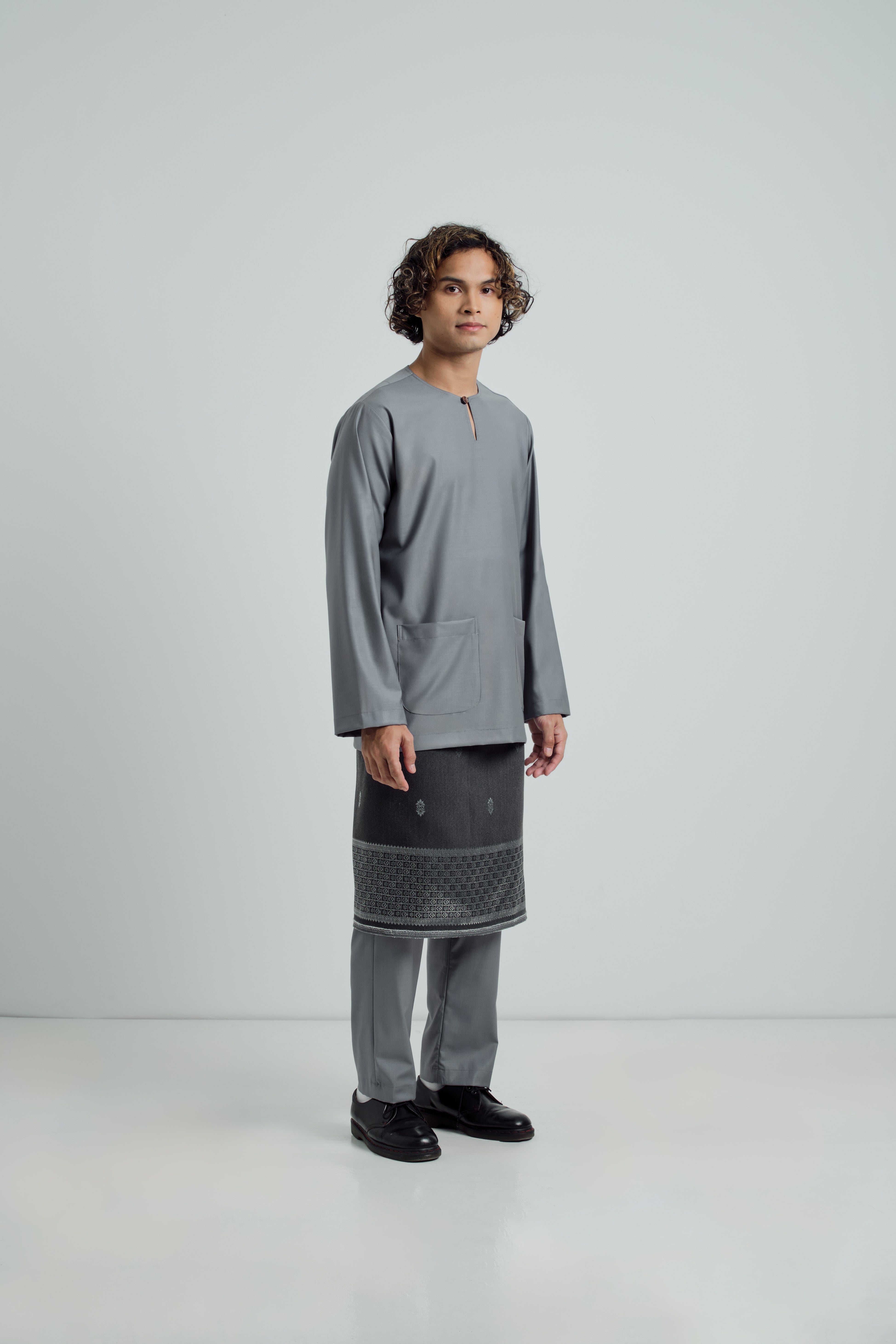 Patawali Modern Fit Baju Melayu Teluk Belanga - Cool Grey