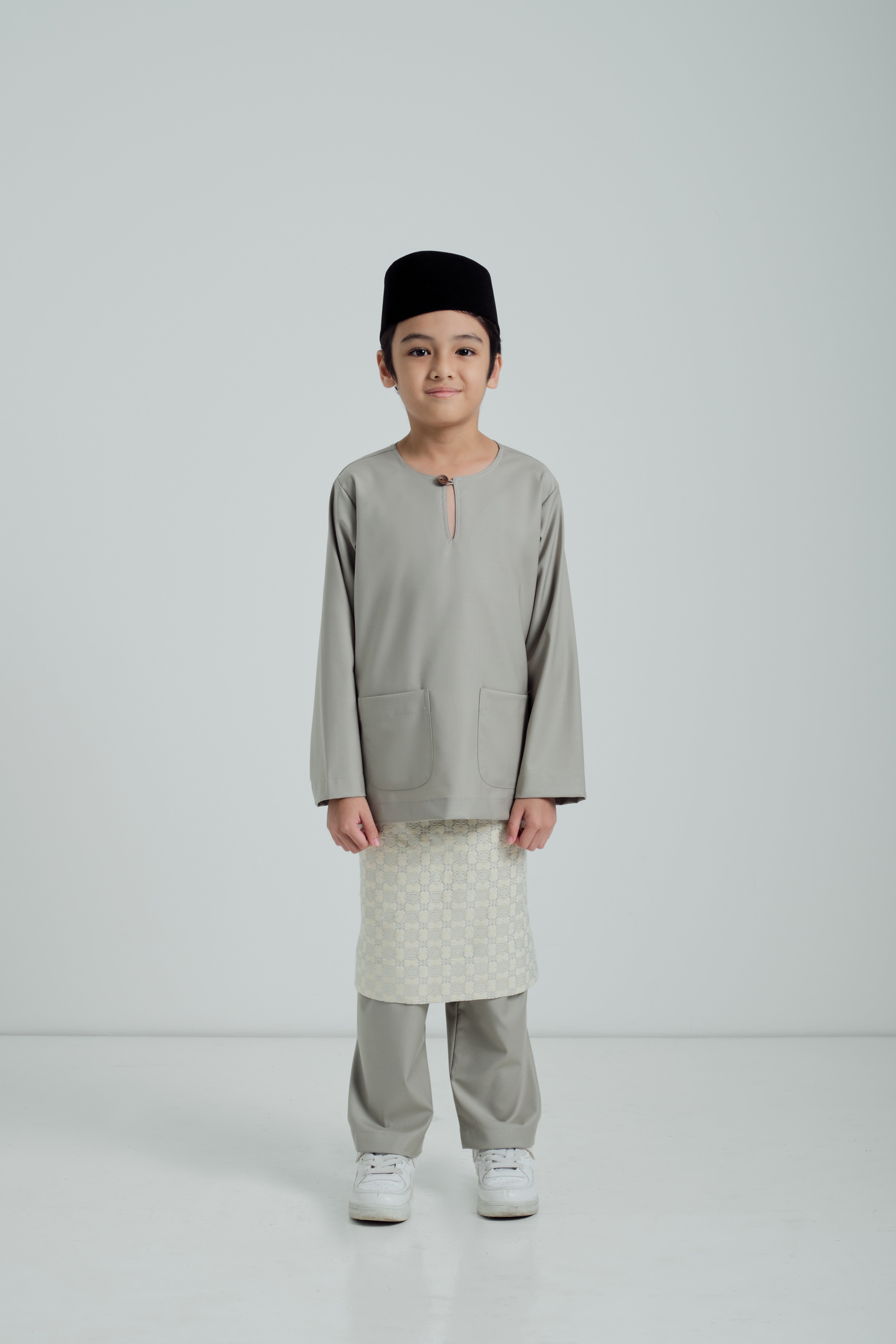 Patawali Boys Baju Melayu Teluk Belanga - Cool Grey
