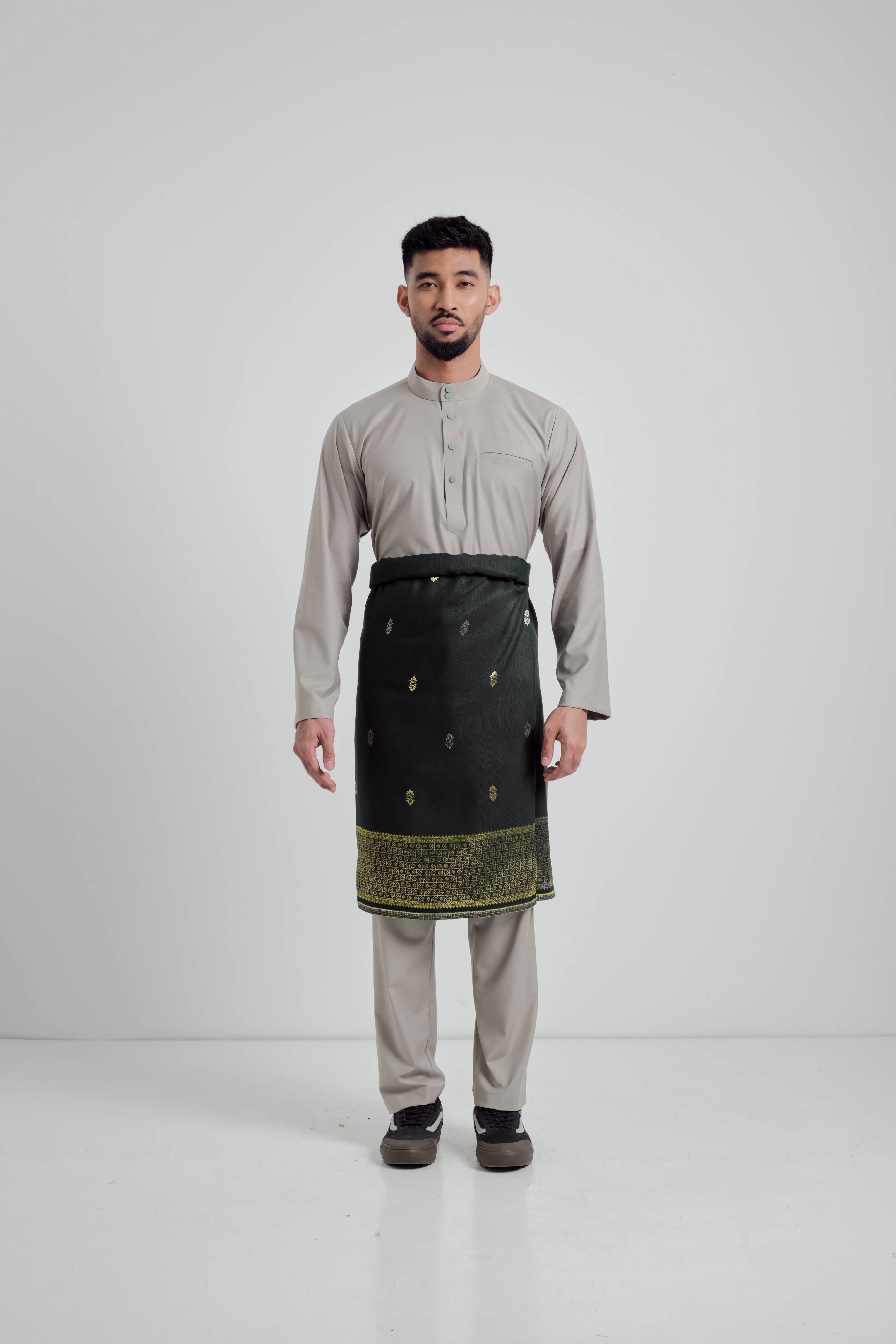 Patawali Baju Melayu Cekak Musang - Cool Grey