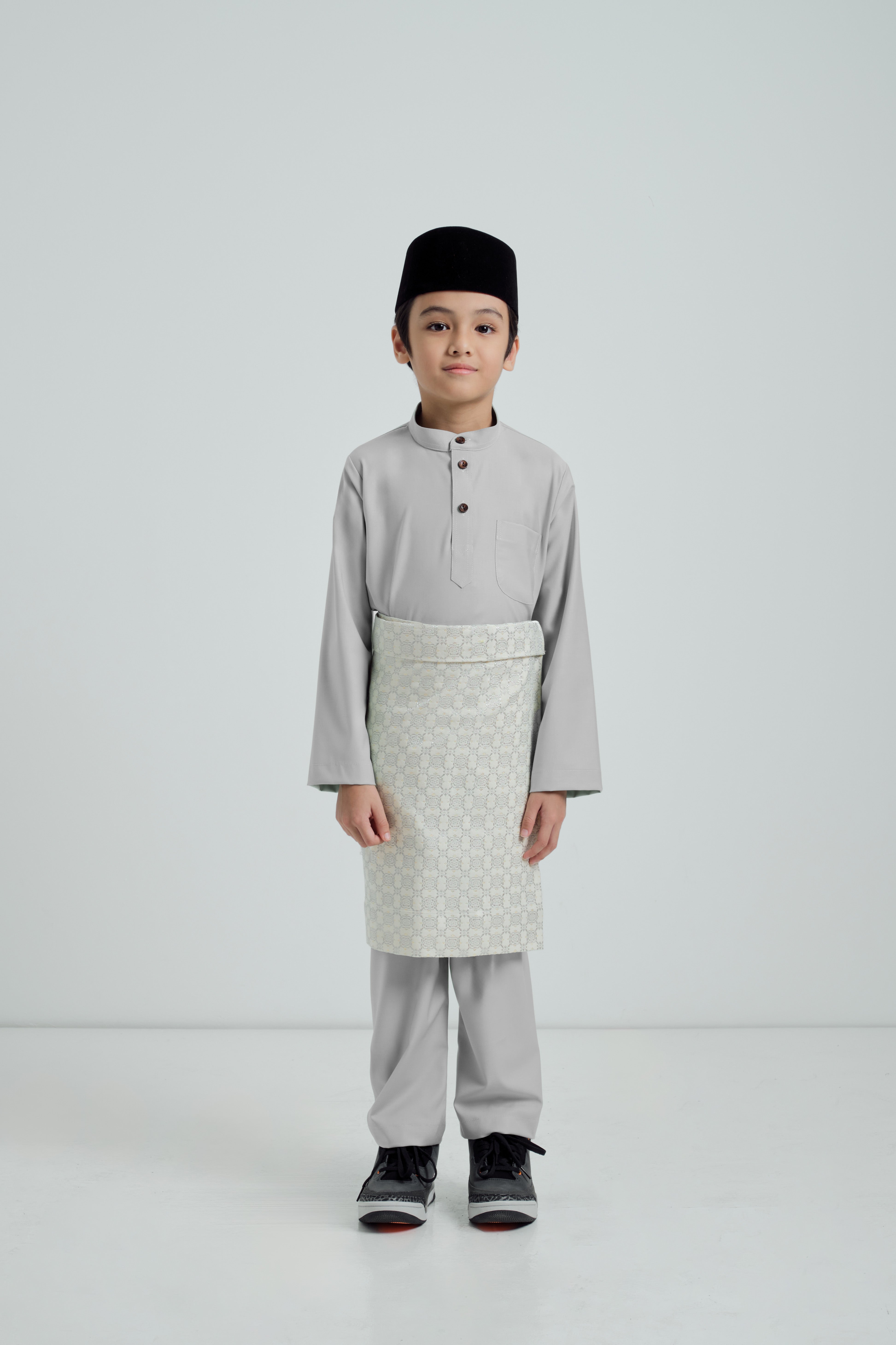 Patawali Boys Baju Melayu Cekak Musang - Cool Grey