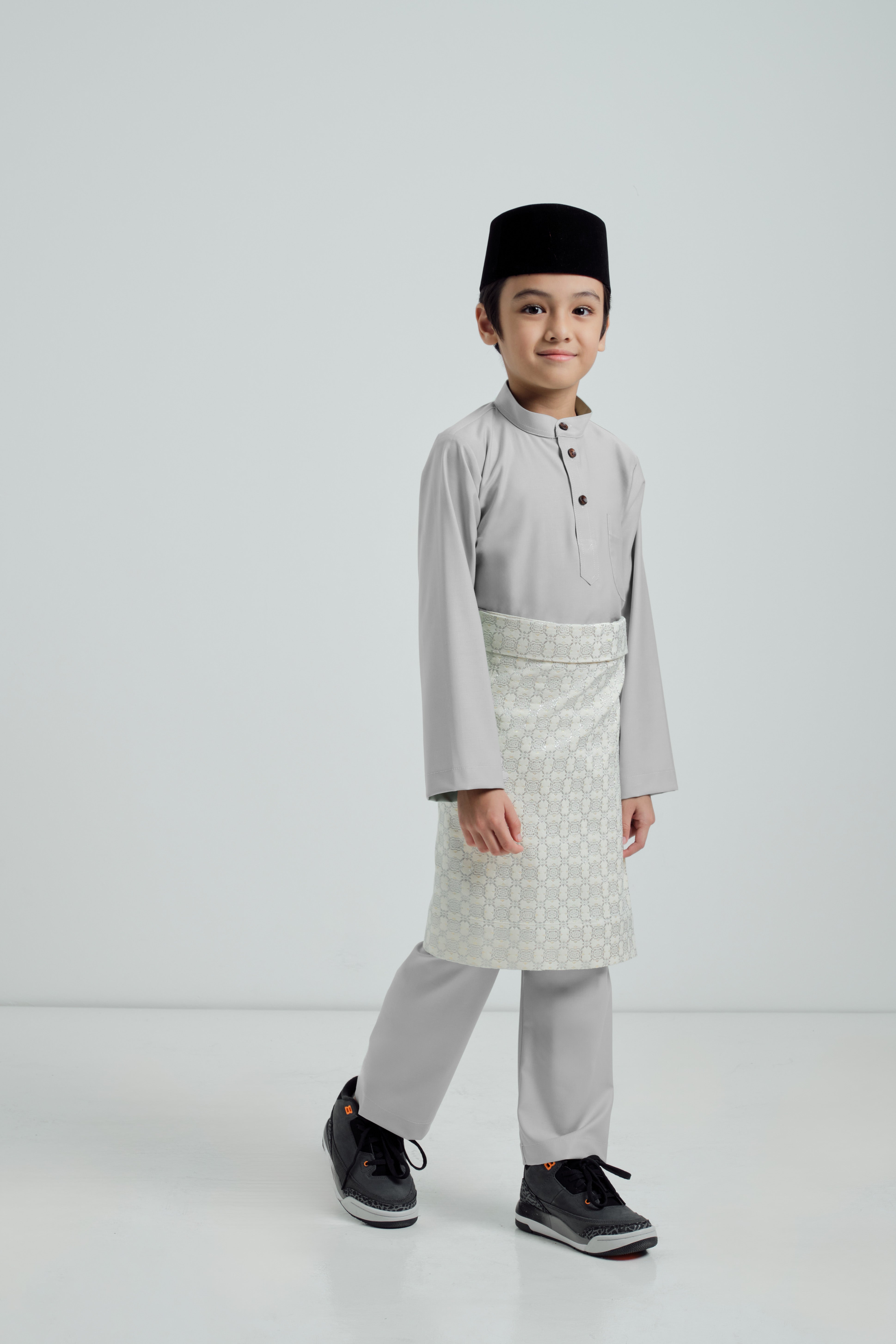 Patawali Boys Baju Melayu Cekak Musang - Cool Grey