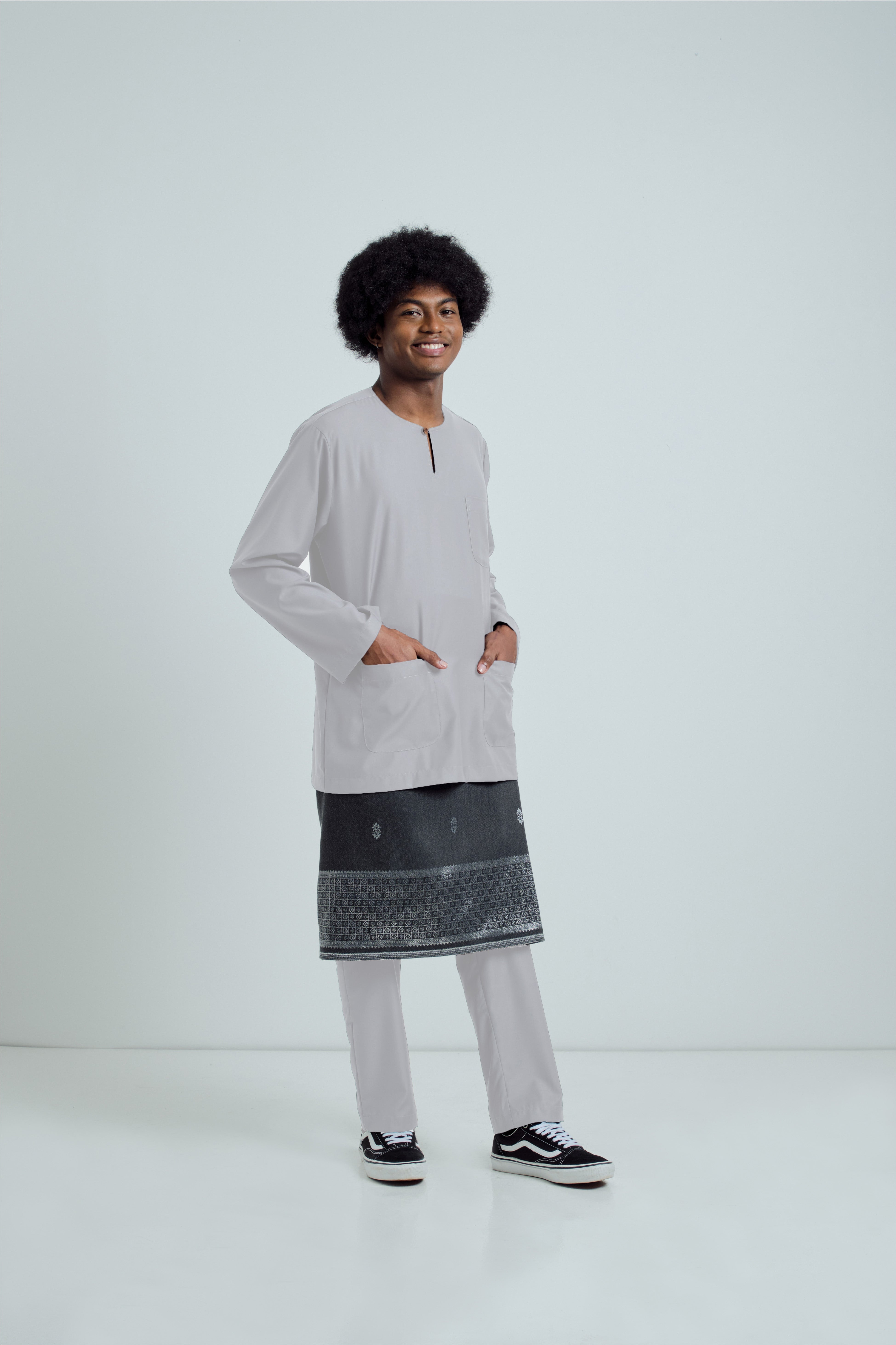 Patawali Modern Fit Baju Melayu Teluk Belanga - Cool Grey