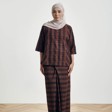 Mansoor Baju Kurung Kedah - Copper Black Stripe