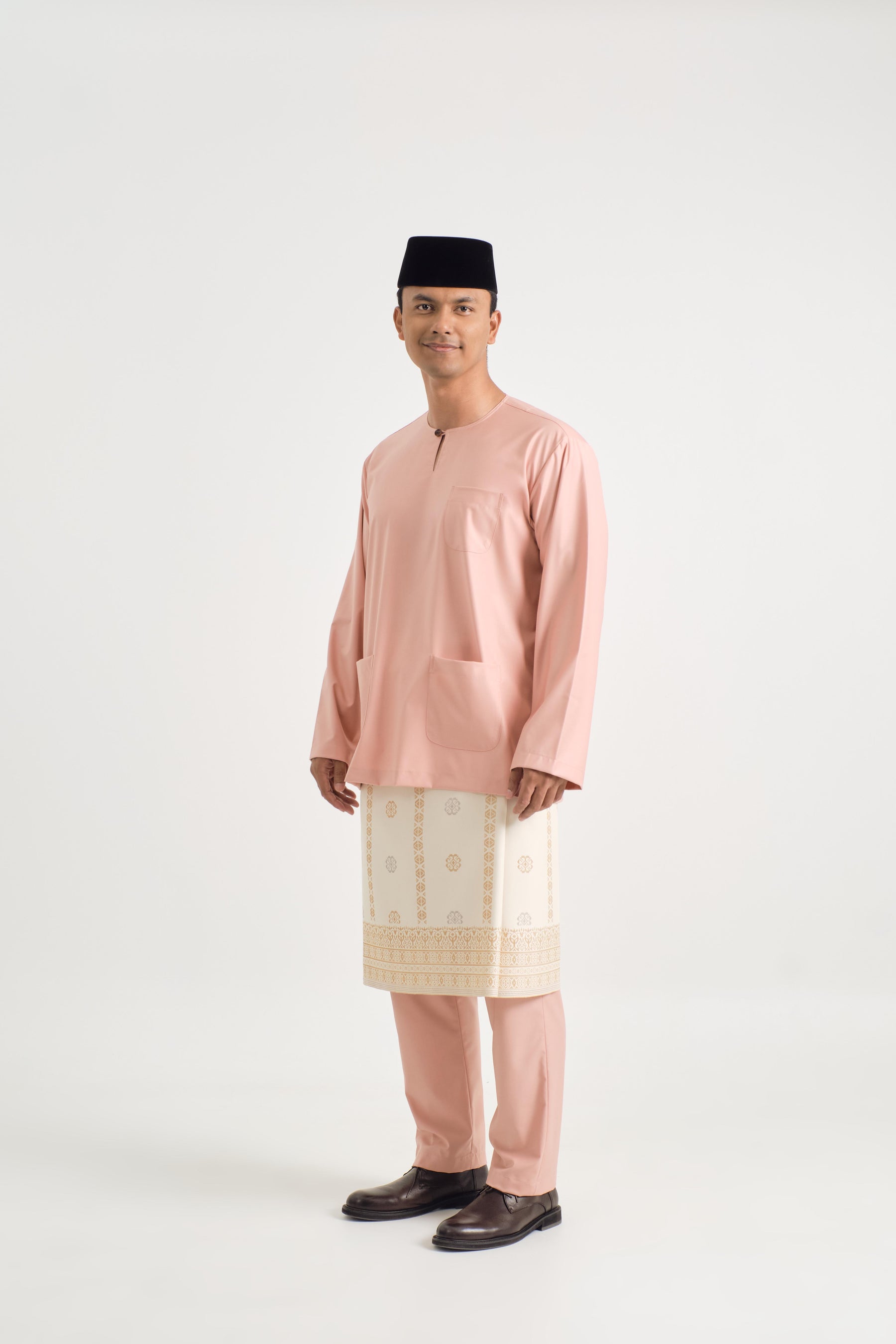 Patawali Classic Fit Baju Melayu Teluk Belanga - Coral